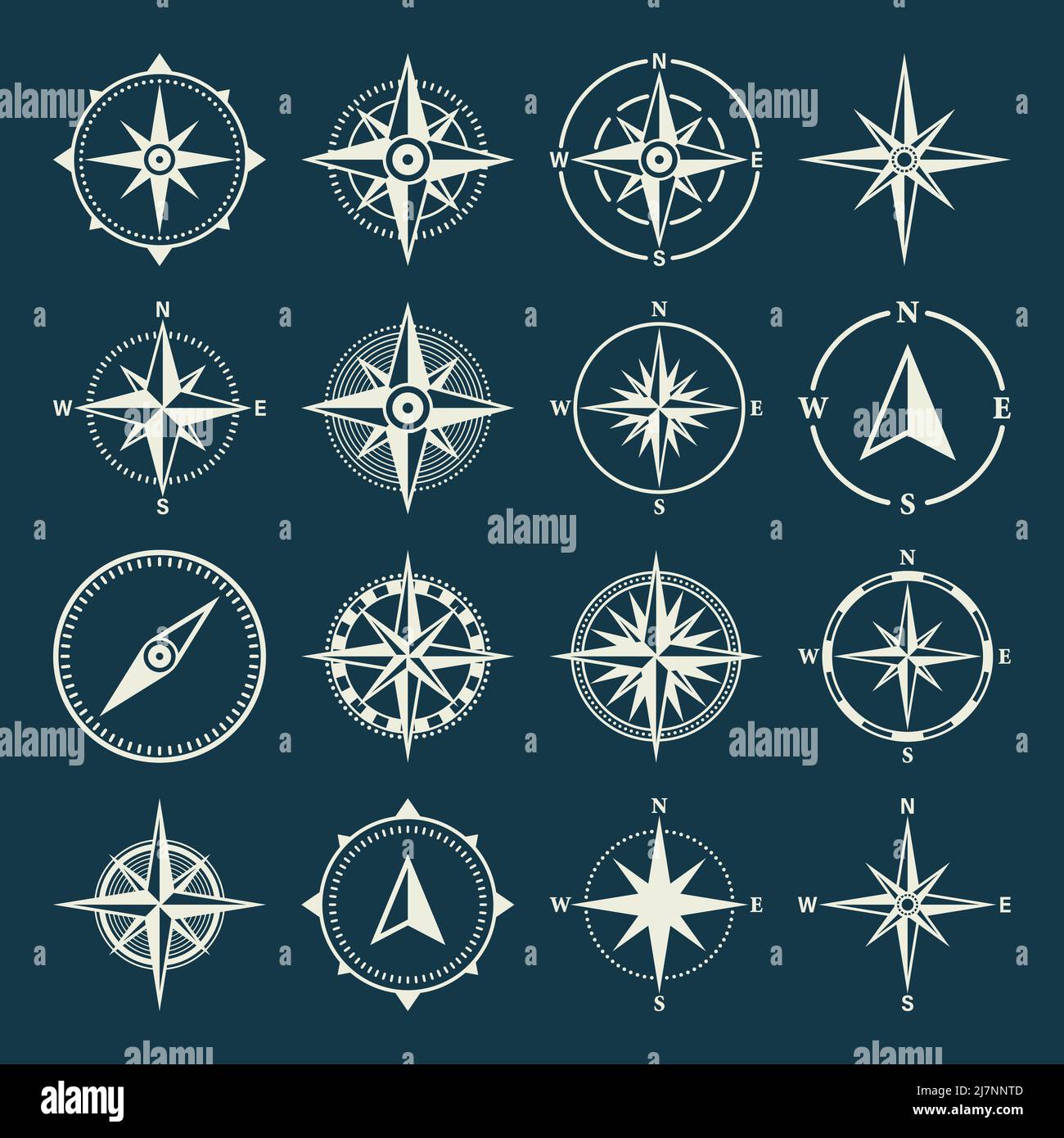 Rose marine vintage, carte nautique. Compas de navigation monochrome avec directions cardinales Nord, est, Sud, Ouest. Position géographique Illustration de Vecteur