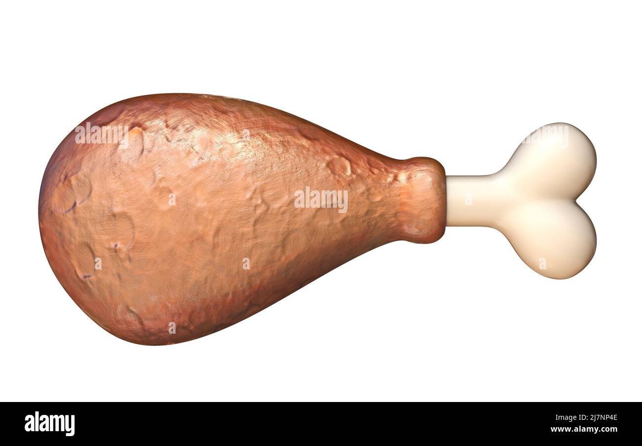 Illustration du rendu de la jambe de poulet 3D isolée sur fond blanc Banque D'Images