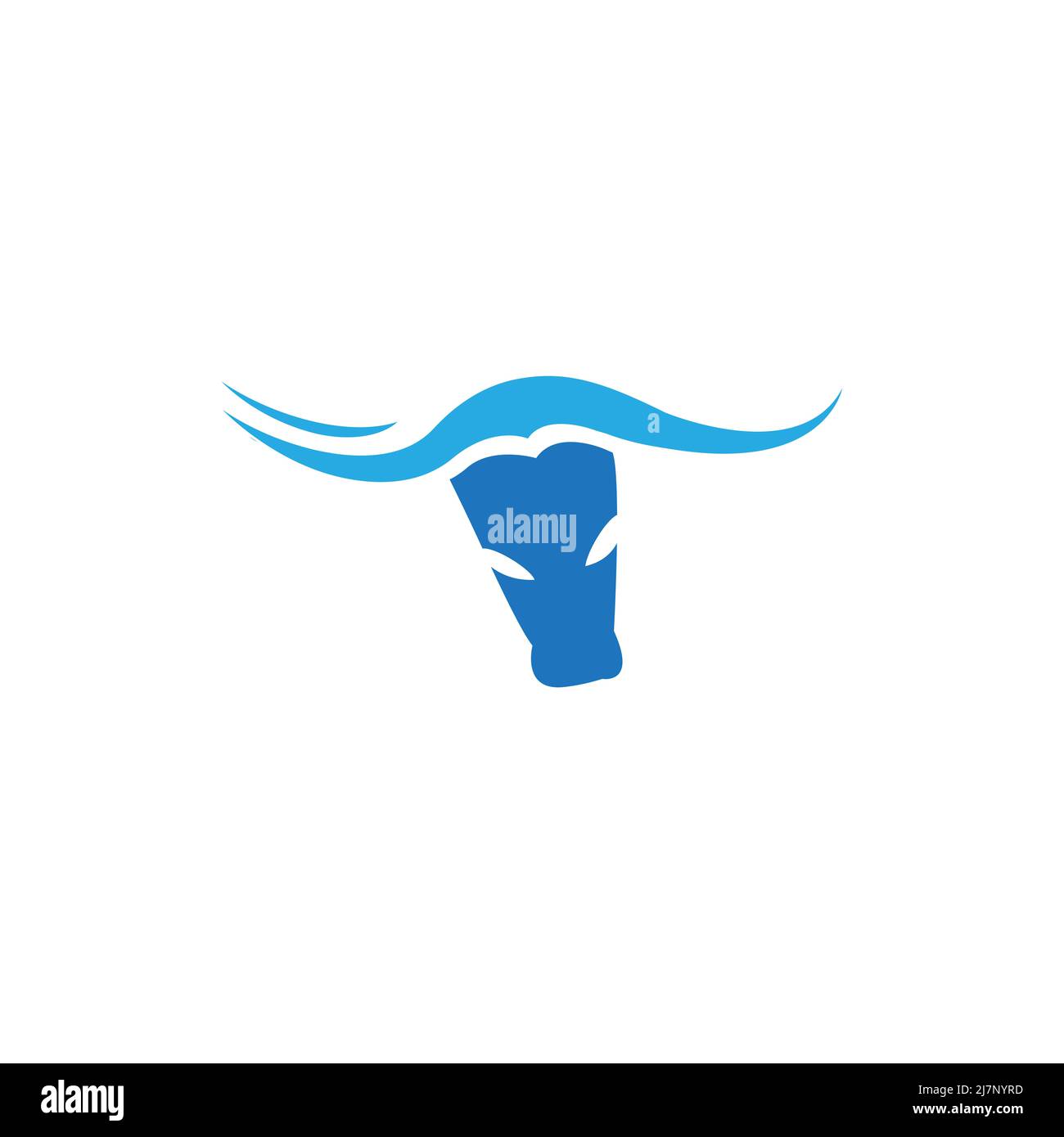Tête de taureau isolée sur blanc, vecteur de logo Banque D'Images