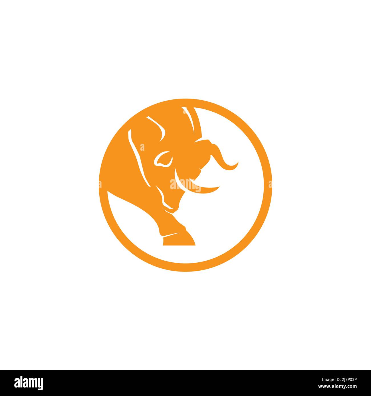 Tête de taureau isolée sur blanc, vecteur de logo Banque D'Images