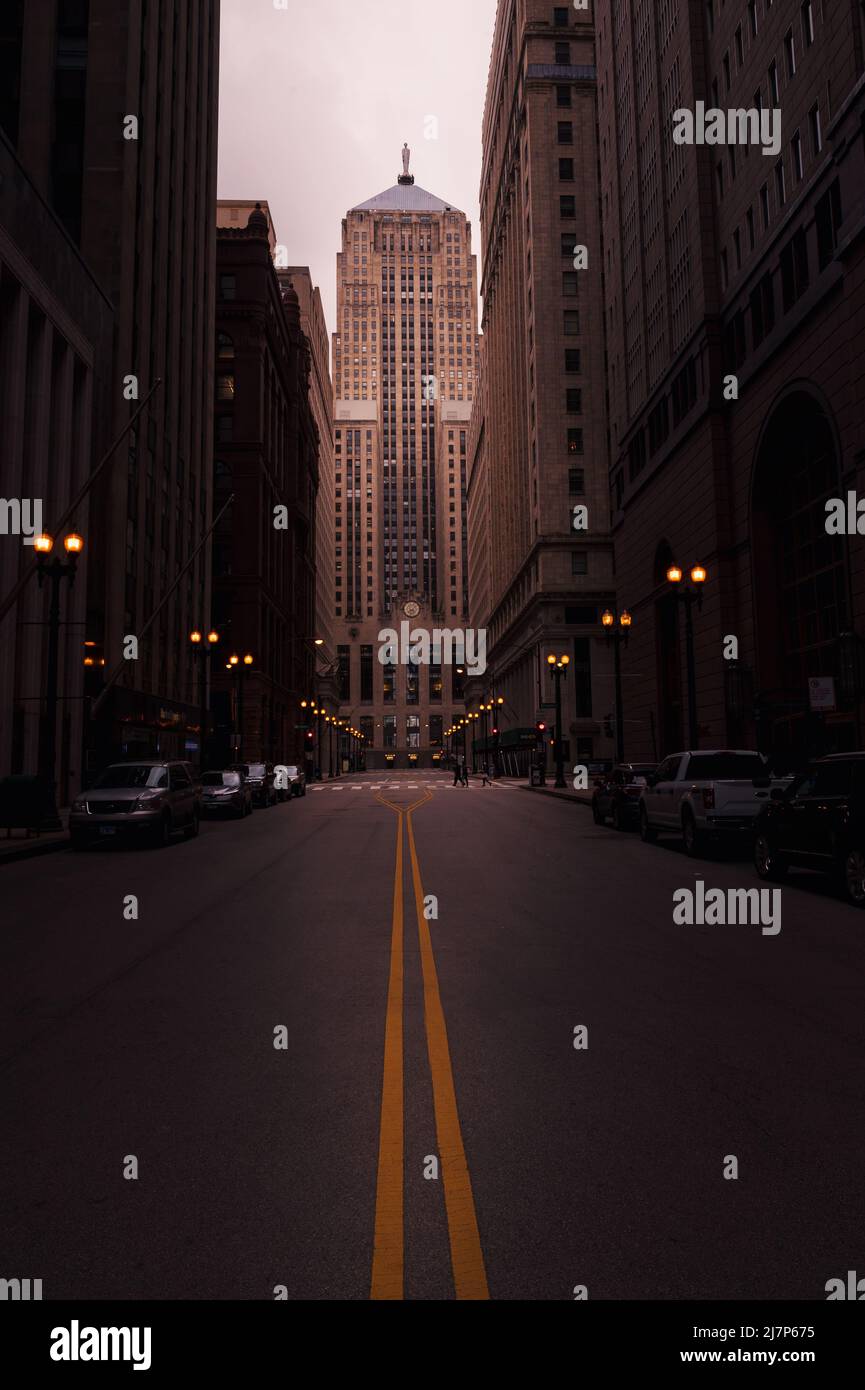 Bâtiments de Chicago au crépuscule. Ville de Chicago Banque D'Images