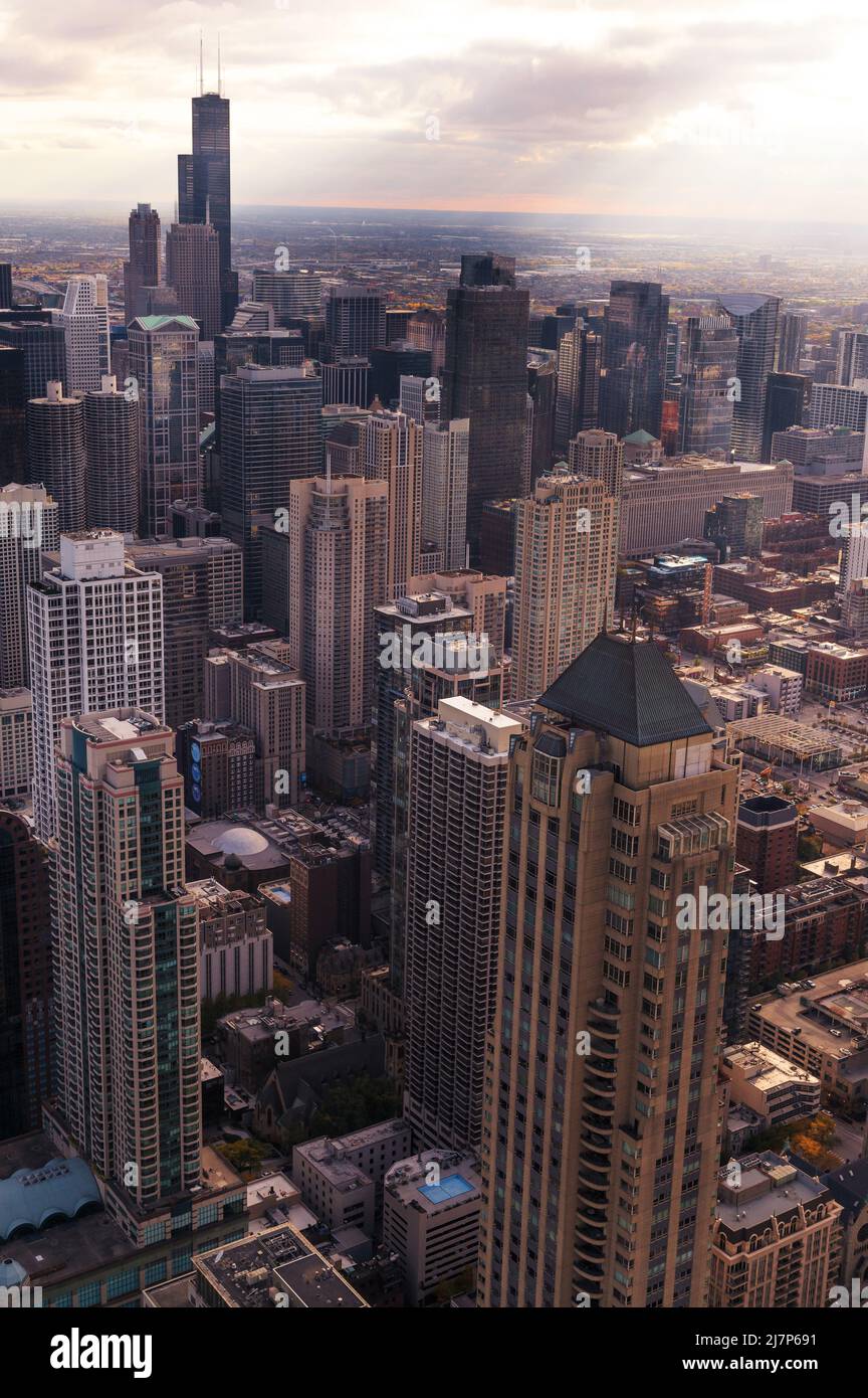Bâtiments de Chicago au crépuscule. Ville de Chicago Banque D'Images