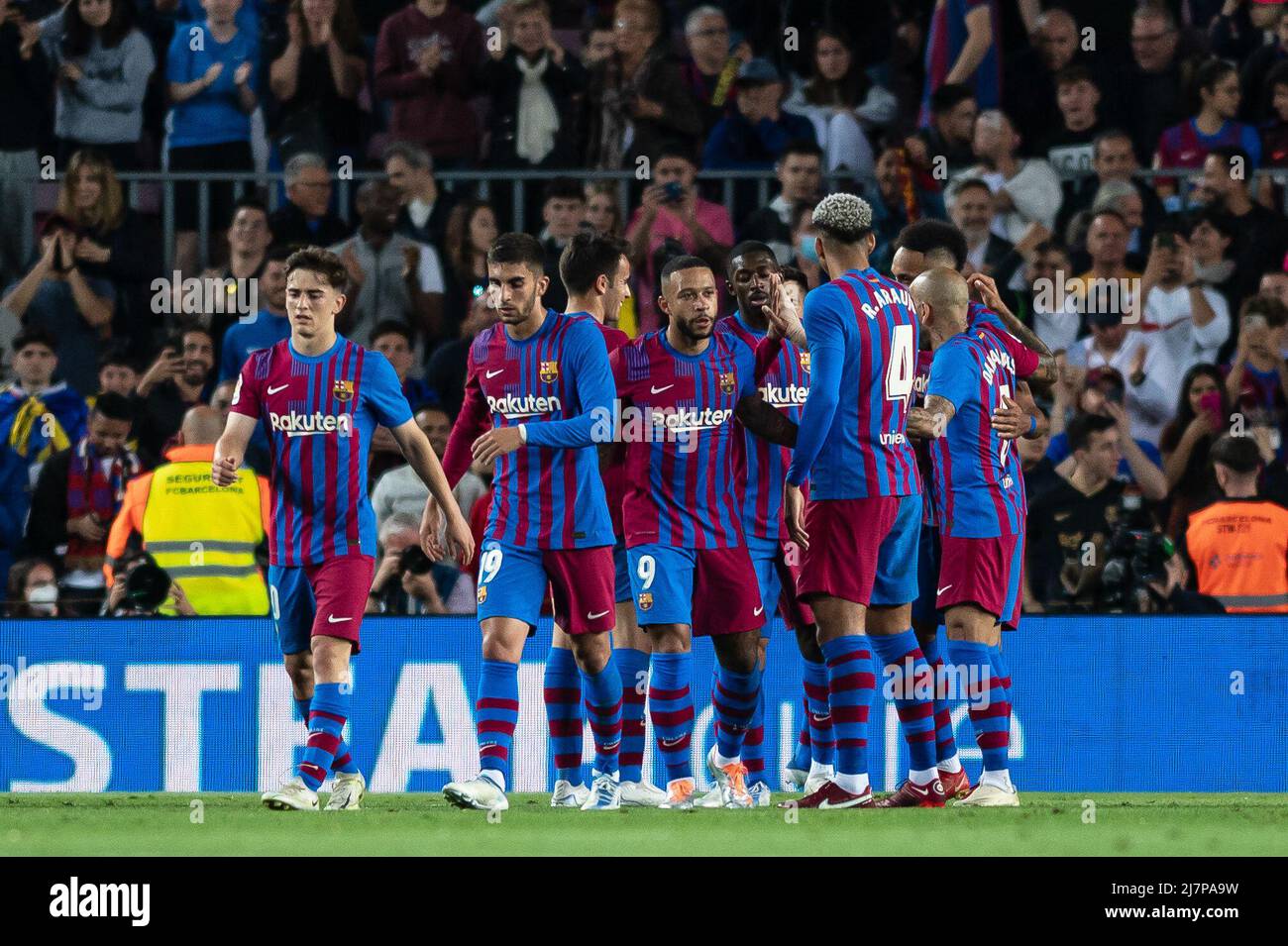Barcelone, Espagne. 10/05/2022, , Memphis Depay du FC Barcelone fêtez un but lors du match de la Ligue entre le FC Barcelone et le Real Celta de Vigoat Camp Nou à Barcelone, Espagne. Banque D'Images