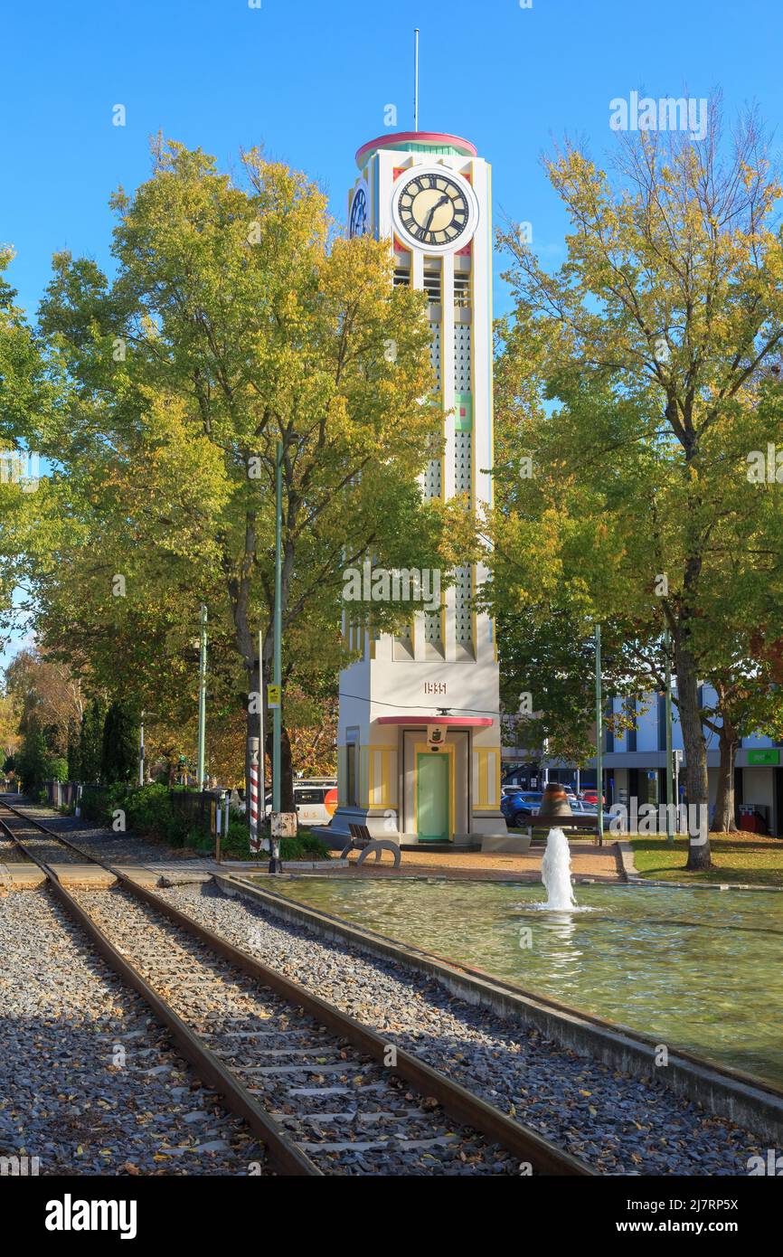 La tour de l'horloge de Hastings, en Nouvelle-Zélande, une structure historique art déco datant de 1935 Banque D'Images