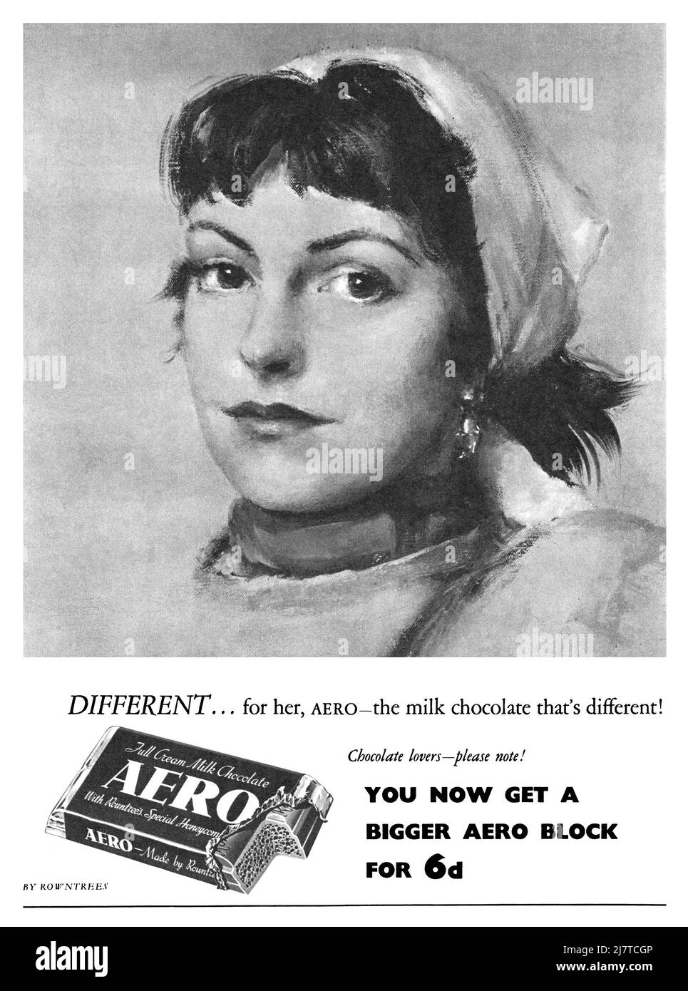 1956 publicité britannique pour la barre de chocolat Aero. Banque D'Images