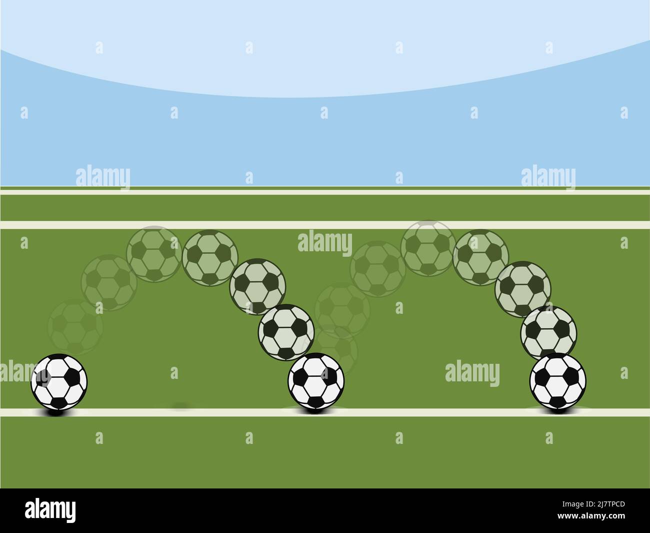 Football terrain de football, le football rebondit sur le terrain Illustration de Vecteur