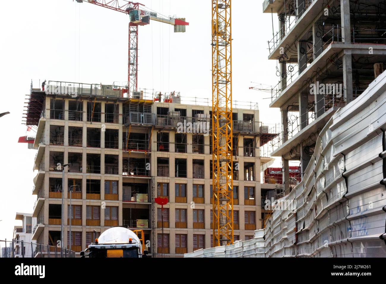 ile-Saint-Denis, France, chantier, immeubles d'appartements Village des athlètes, extérieur, dépenses publiques en France Banque D'Images
