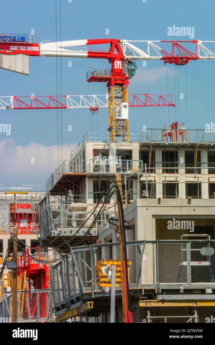 ile-Saint-Denis, France, chantier, immeubles d'appartements Village des athlètes, extérieur, dépenses publiques en France Banque D'Images