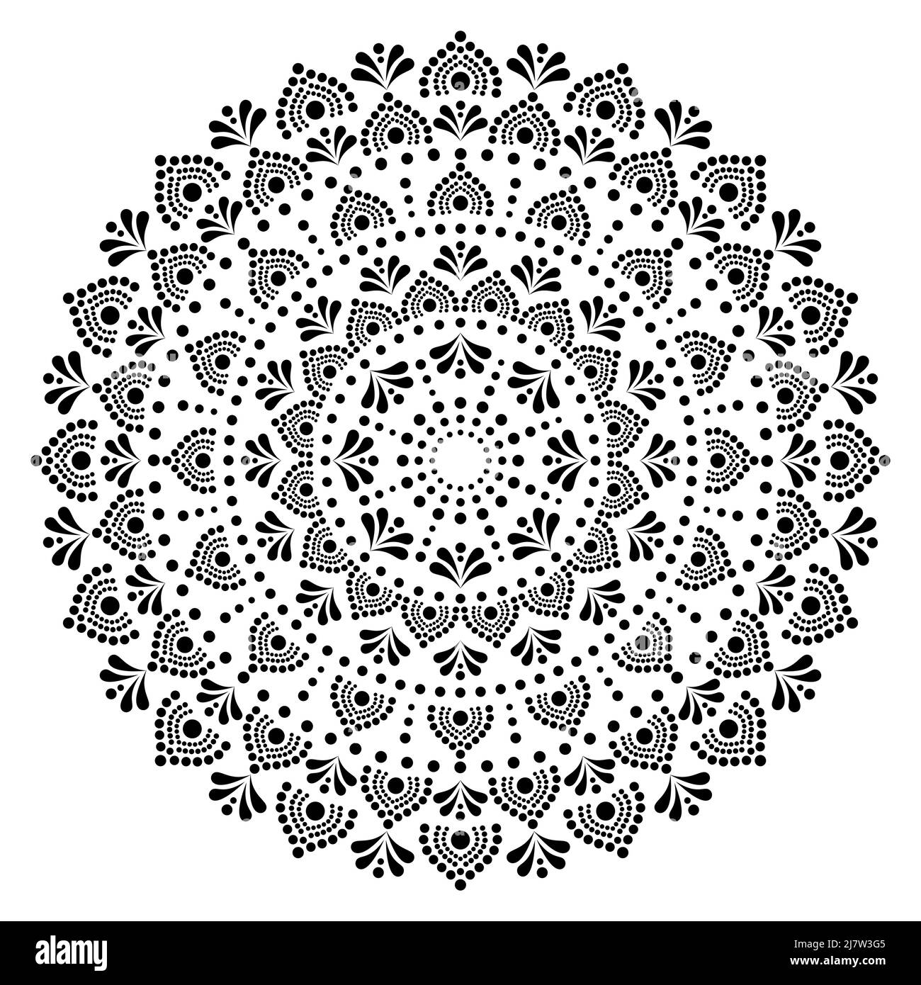 Style Aborignal Mandala point peinture vector design, cool folk art boho décor de l'Australie en noir sur fond blanc Illustration de Vecteur