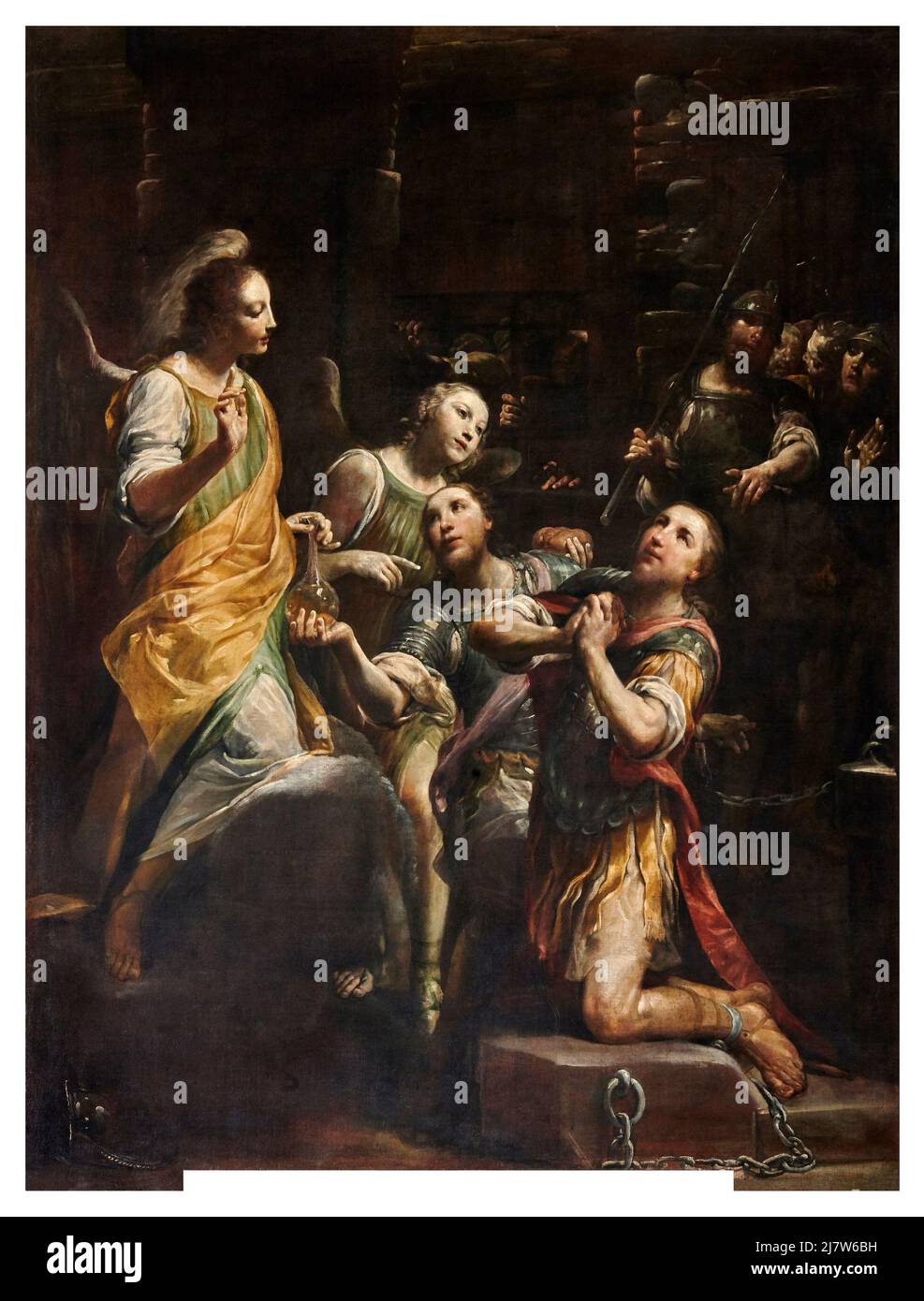 San Fermo e San Rustico in carcere - olio su tela - Giuseppe Maria Crespi - 1729 - S.Paolo d’Argon (BG),Italia, chiesa della Conversione di San Paolo Banque D'Images