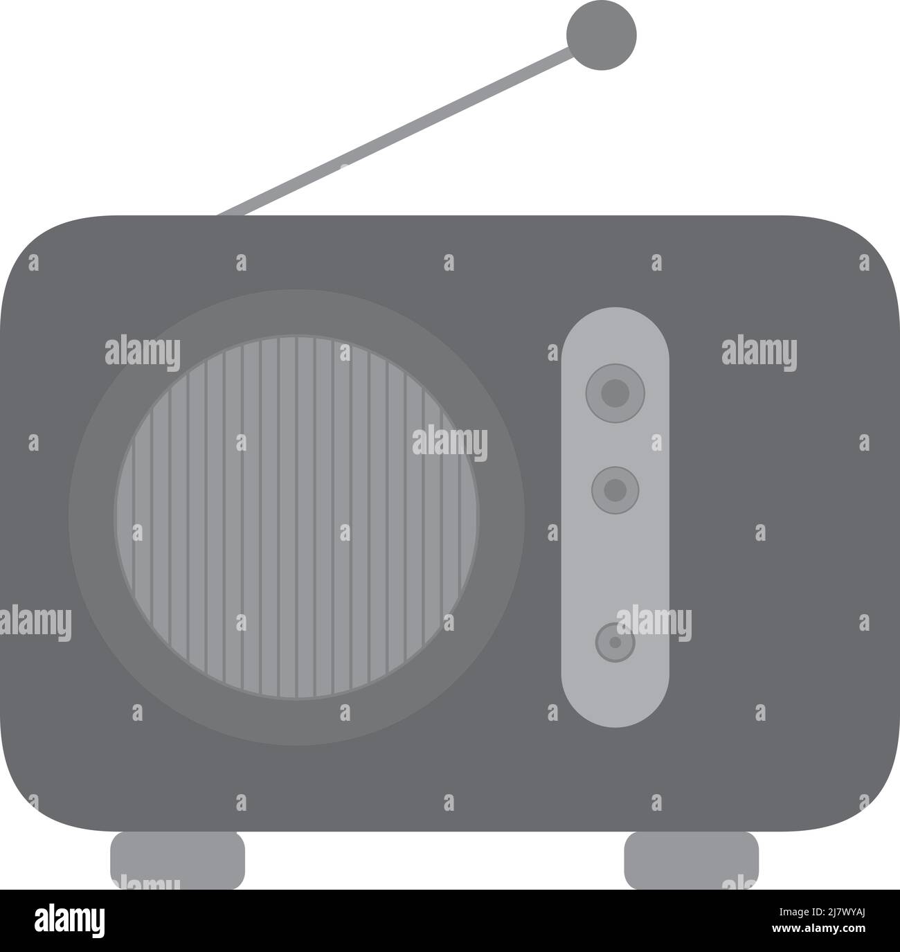 la radio rétro définit la couleur grise avec un arrière-plan blanc Illustration de Vecteur