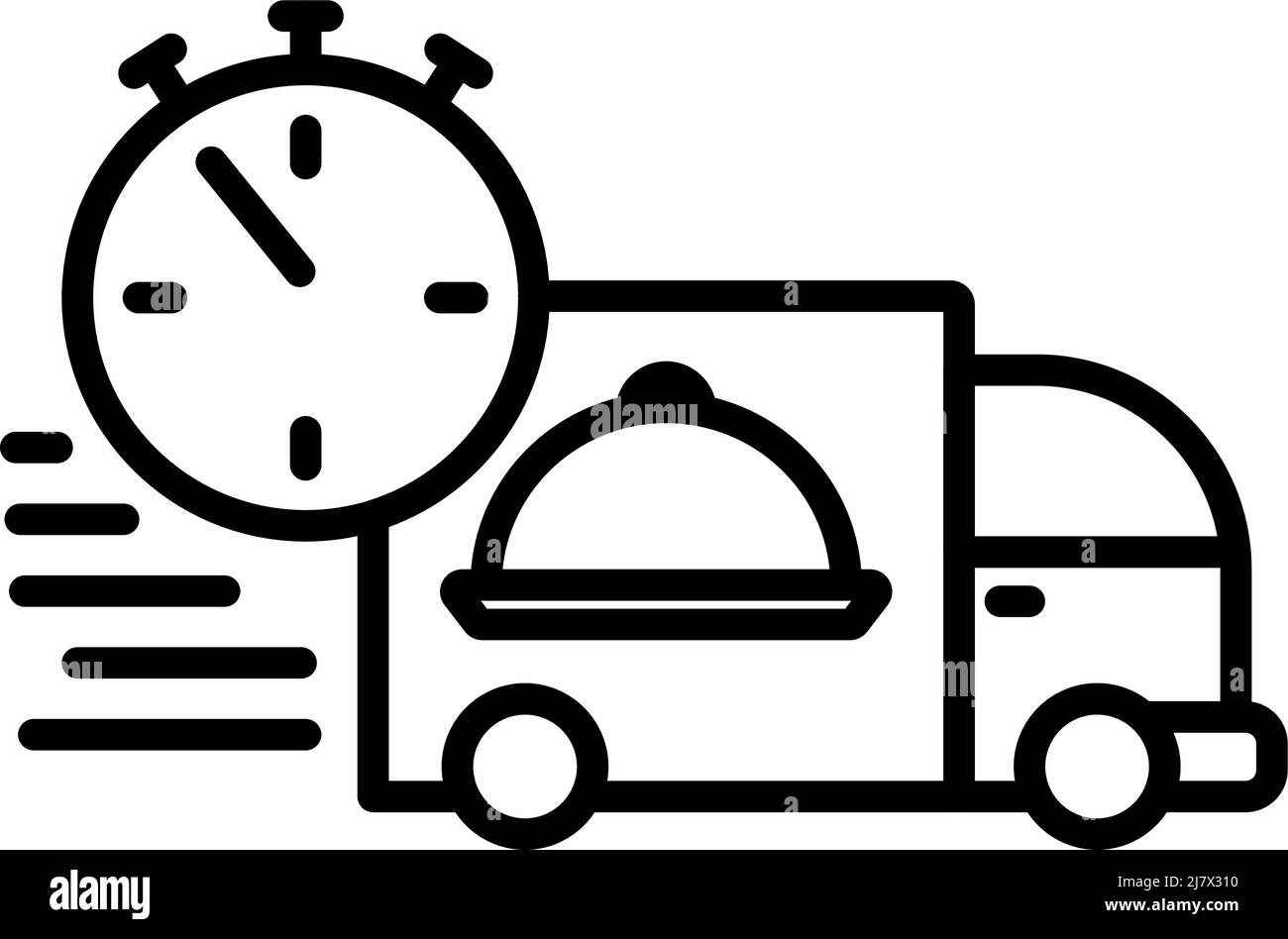 Icône de voiture de livraison rapide de produits alimentaires. Contour en gras avec largeur de contour modifiable. Illustration vectorielle. Illustration de Vecteur