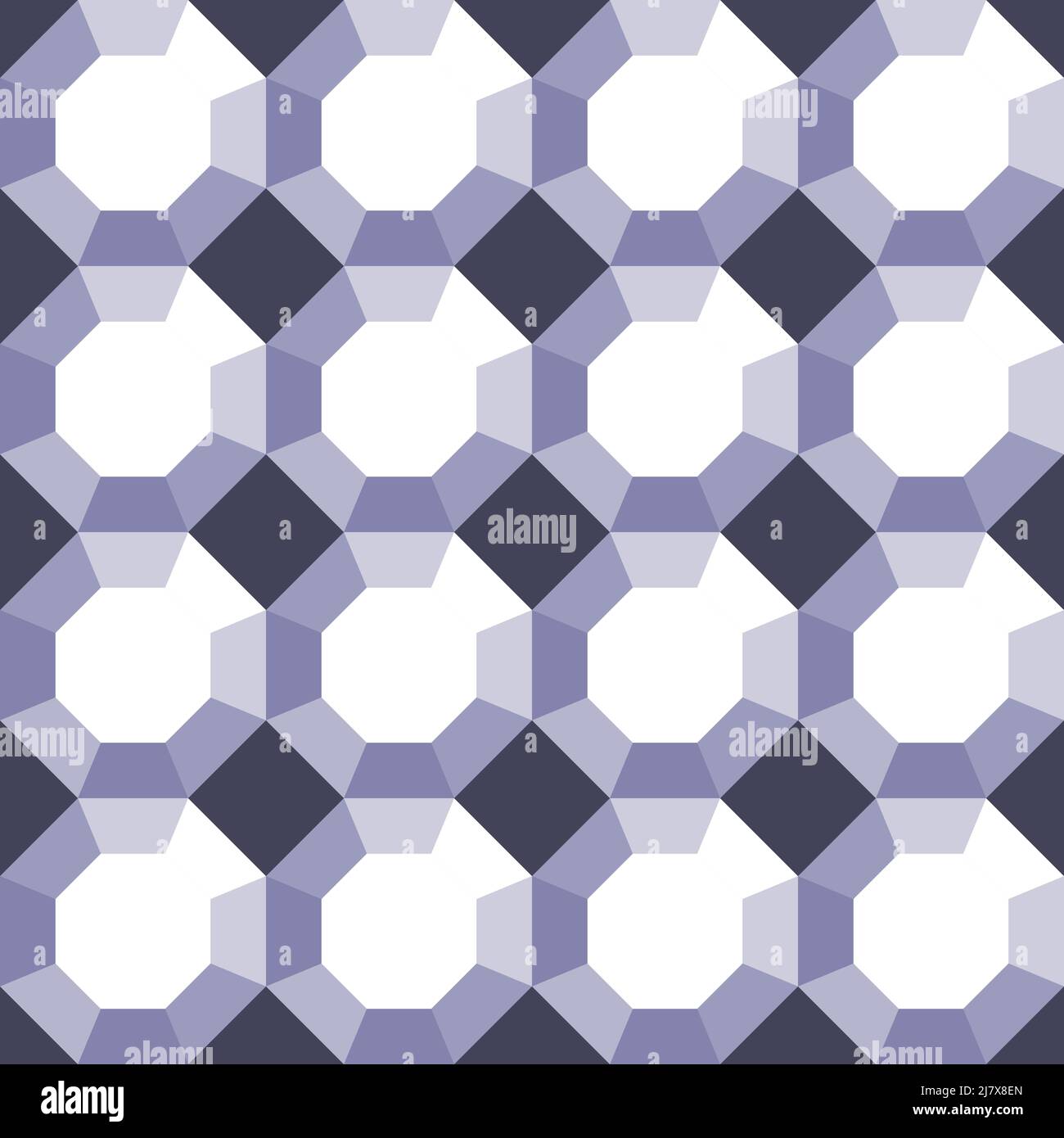 Motif vectoriel transparent avec dégradé de 3D couleurs sur fond violet. Design géométrique de papier peint d'illusion optique. Textile de mode décoratif. Illustration de Vecteur