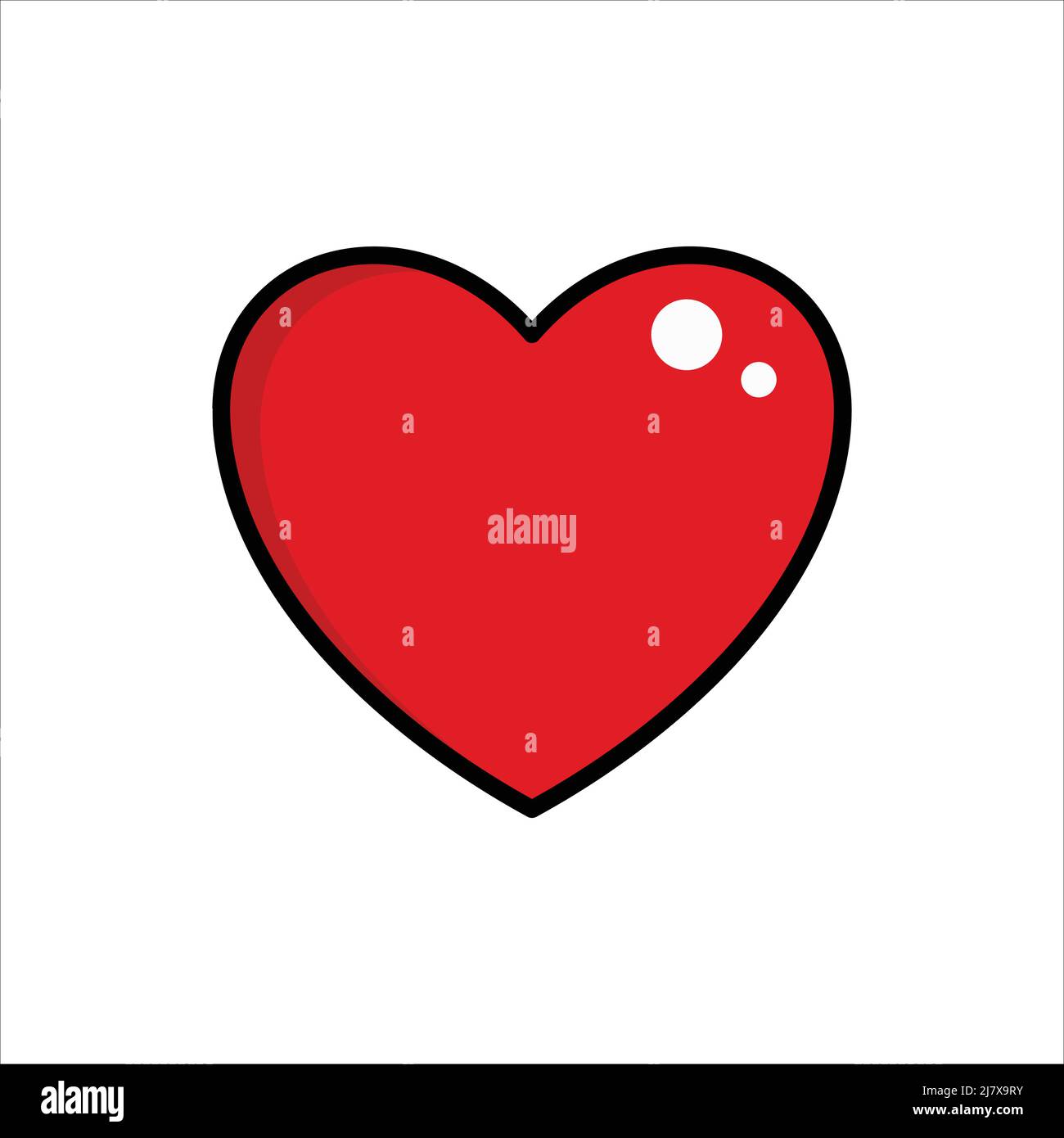 Vecteur cœur rouge isolé sur fond blanc. Icône en forme de coeur dans un design plat. Cœur rouge Doodle. Illustration de Vecteur