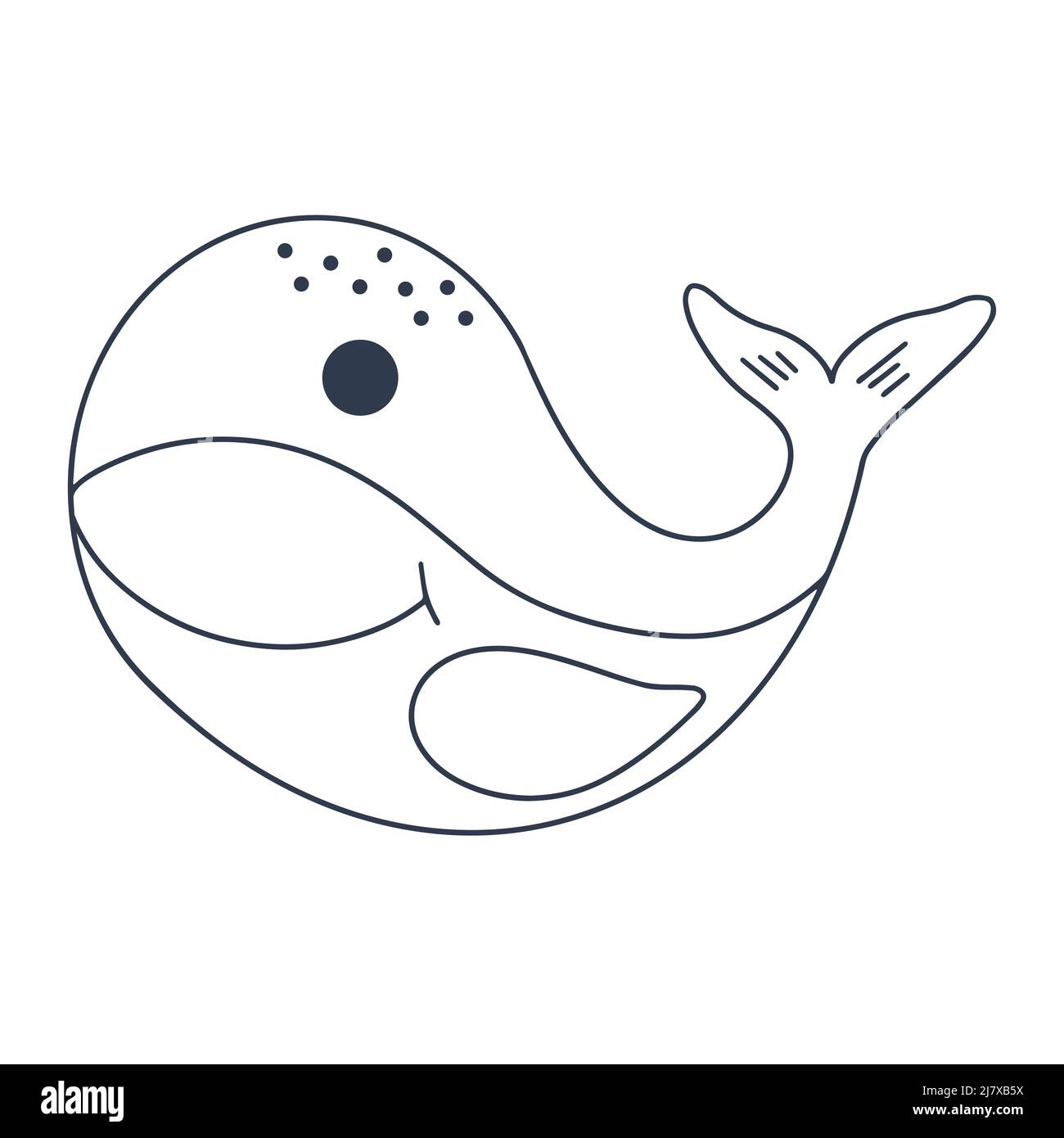 Illustration vectorielle de personnage de bébé de baleine de mer Illustration de Vecteur