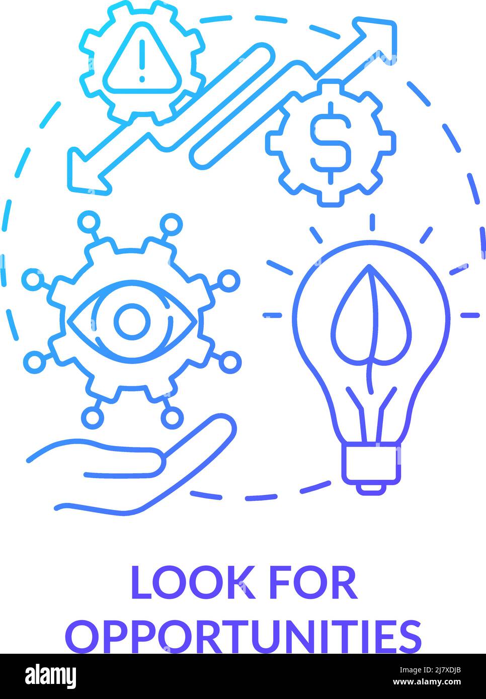 Recherchez l'icône de concept de dégradé bleu d'opportunités Illustration de Vecteur