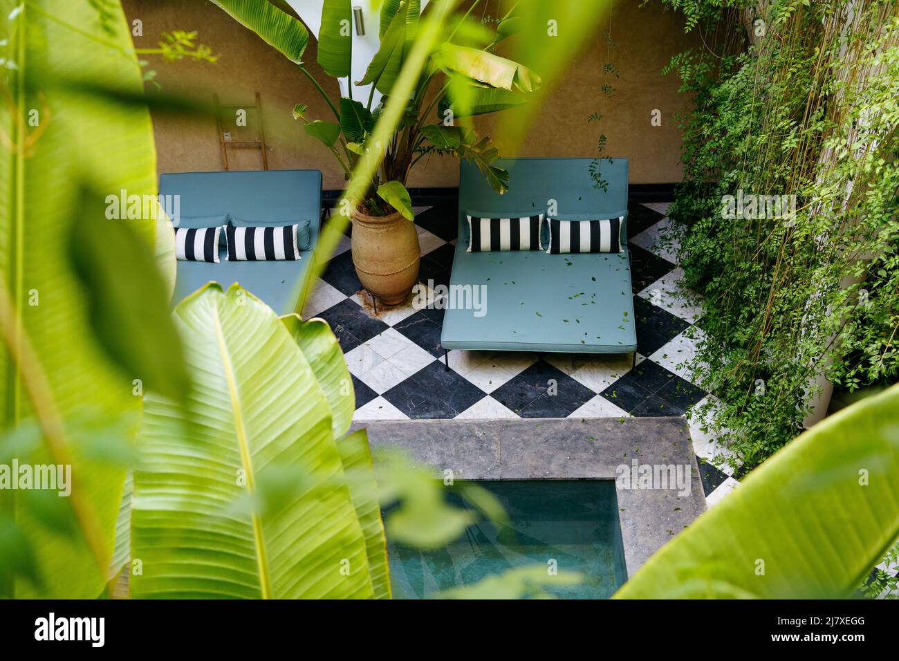 Voyager au Maroc. Riad traditionnel à Marrakech. Banque D'Images