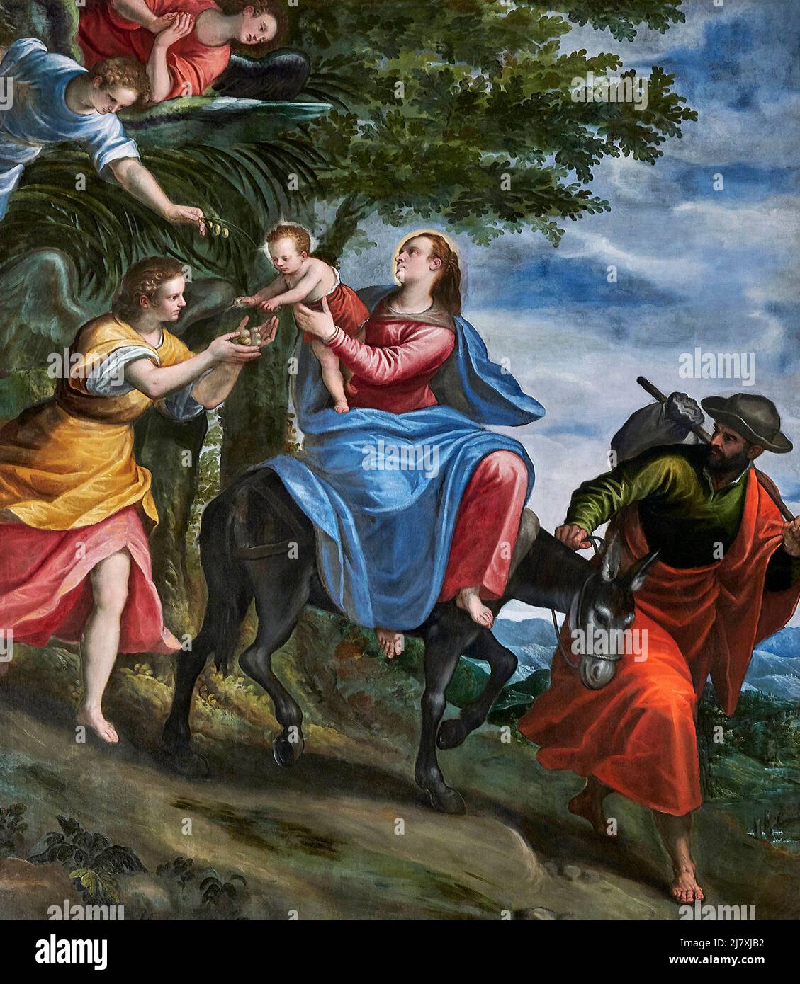 Fuga in Egitto - olio su tela - Alessandro Maganza - 1598 - Brescia, Italia, chiesa di S. Gaetano Banque D'Images