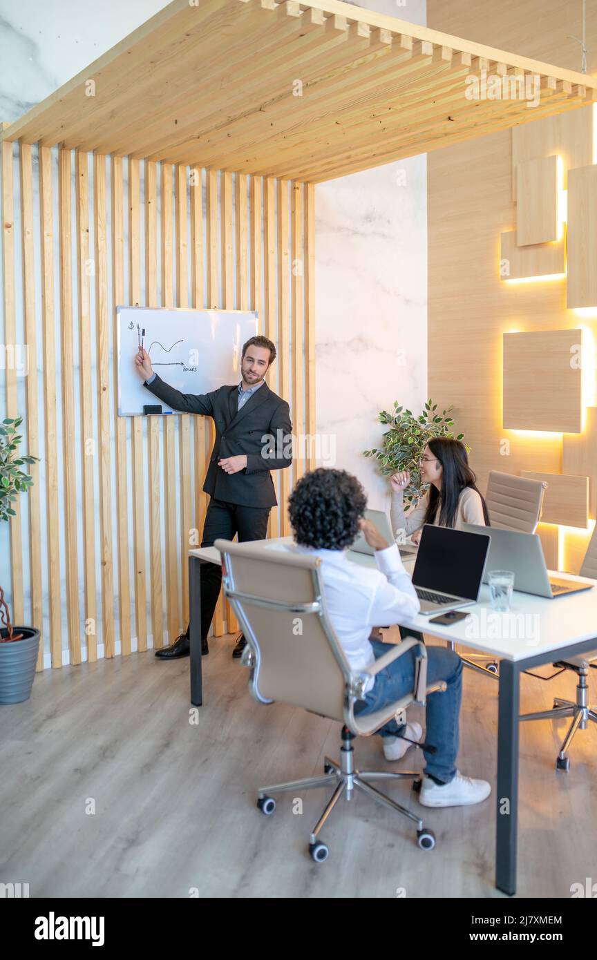Superviseur analysant les données de l'entreprise pendant la présentation Banque D'Images