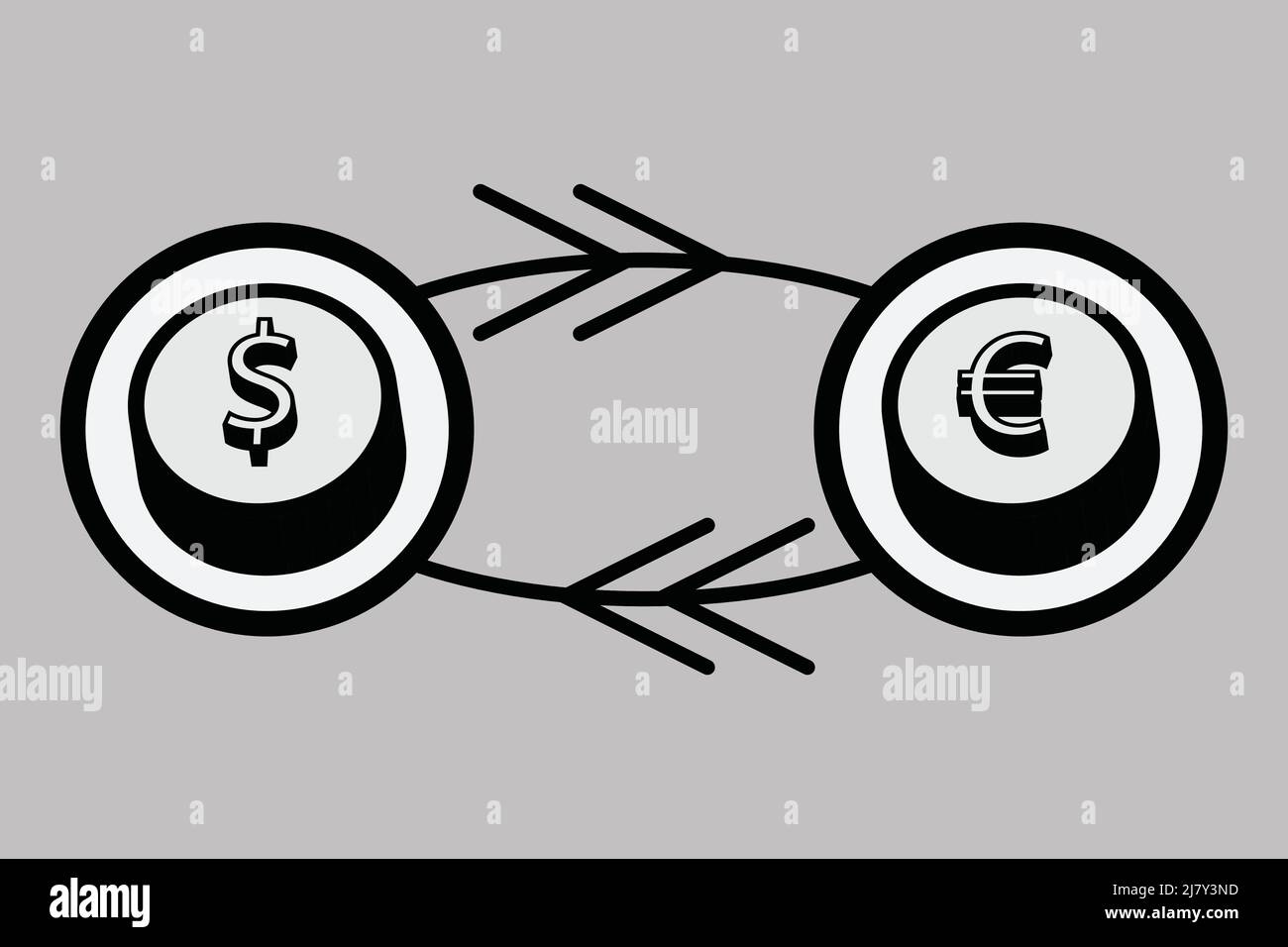 Vecteur de diagramme de jeton de monnaie de change de monnaie de change de dollar en euro Illustration de Vecteur