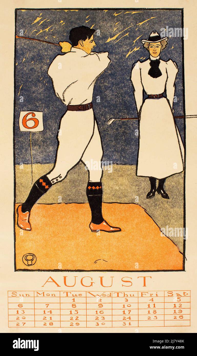 Calendrier de golf ; août Banque D'Images