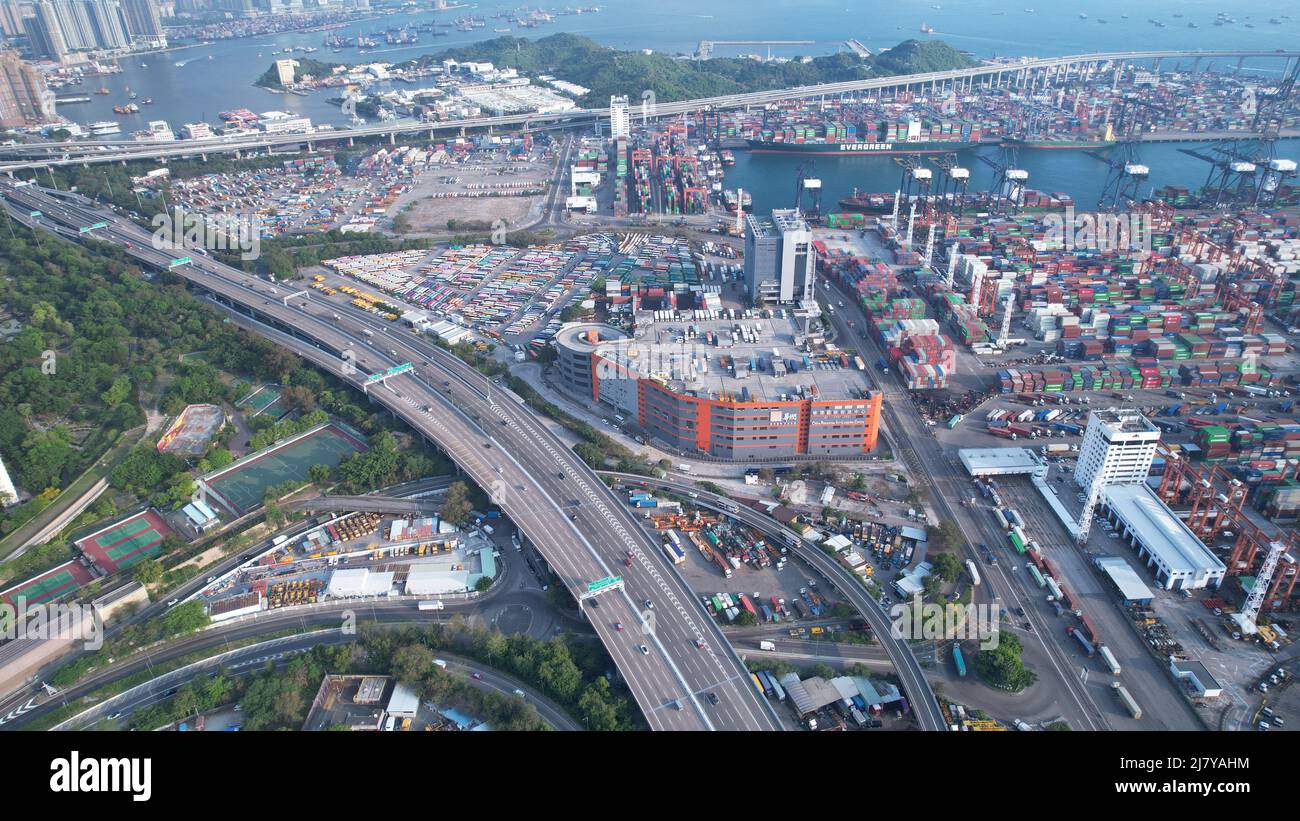 Kwai Chung quai pour conteneurs, un quai commercial de Hong Kong Banque D'Images