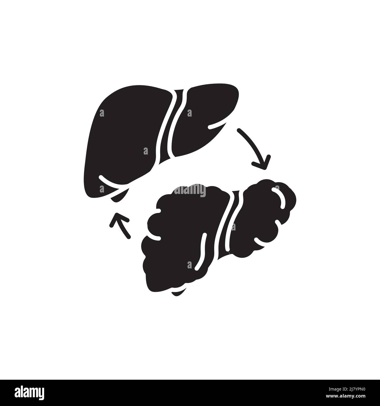 Icône de la ligne de couleur de greffe du foie.Maladies humaines. Illustration de Vecteur