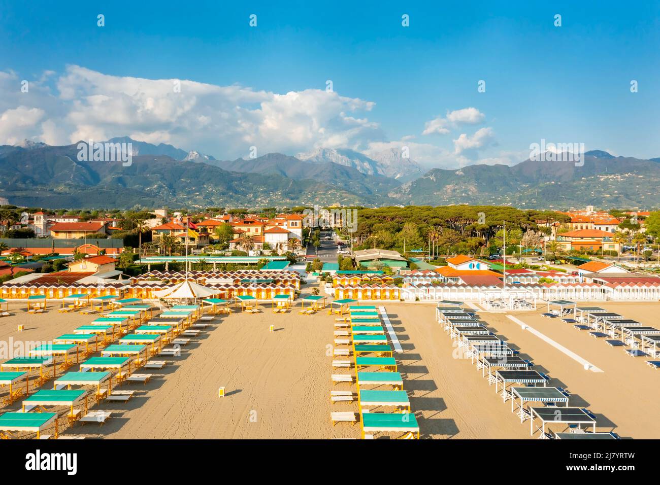 Superbe vue sur la plage de forte dei Marmi à Versilia Banque D'Images