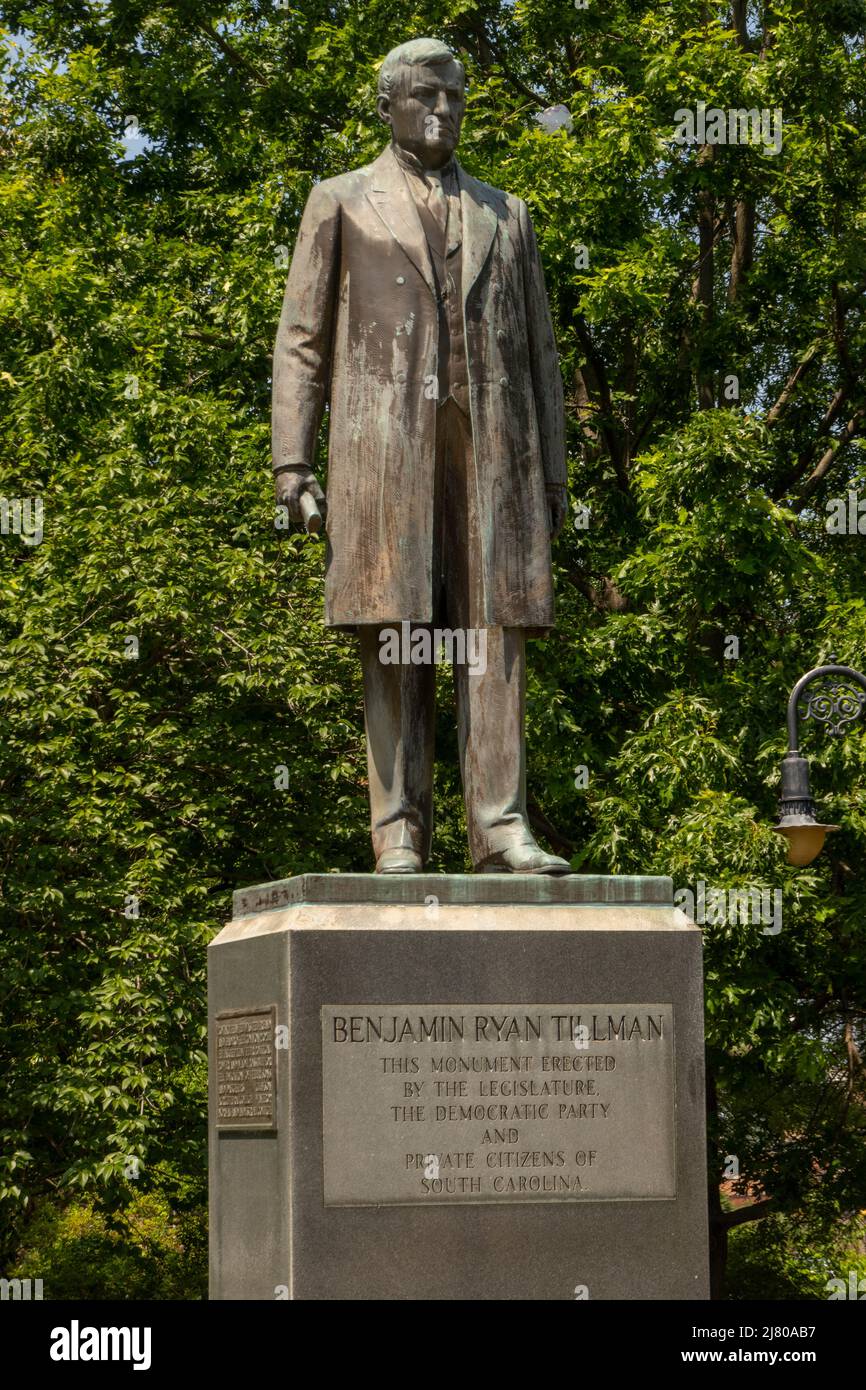 Statue de Benjamin Ryan Tillman près du capitole de l'État à Columbia SC Banque D'Images