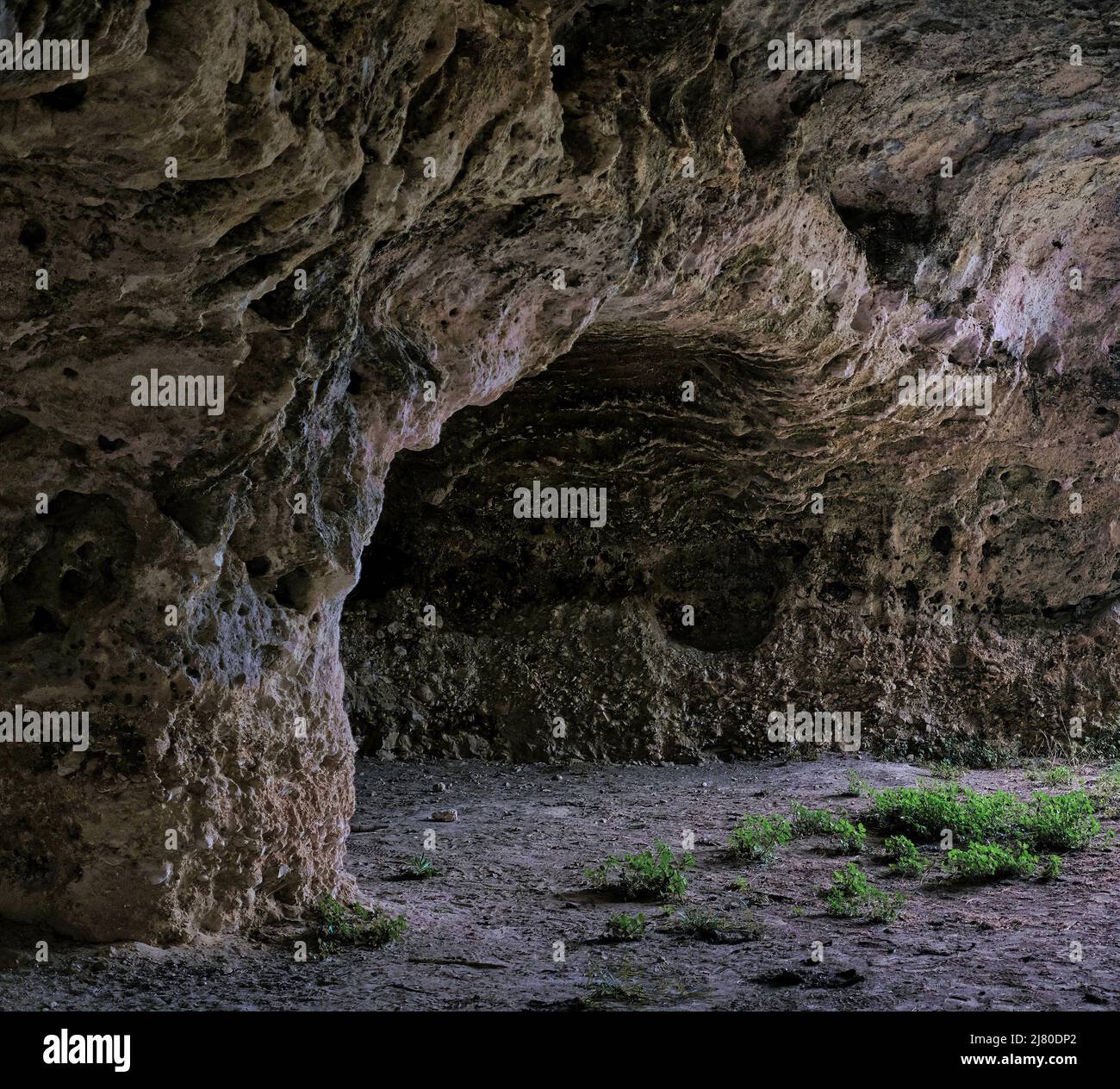 Grottes préhistoriques dans la réserve de Murgia Materana (Matera Italie) datant des périodes paléolithique et néolithique Banque D'Images