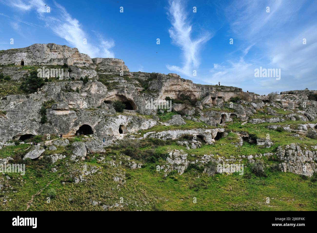 Parc de la Murgia Materana est une région, habitée depuis les temps préhistoriques, conserve encore des stations datant du Paléolithique et du Néolithique Banque D'Images