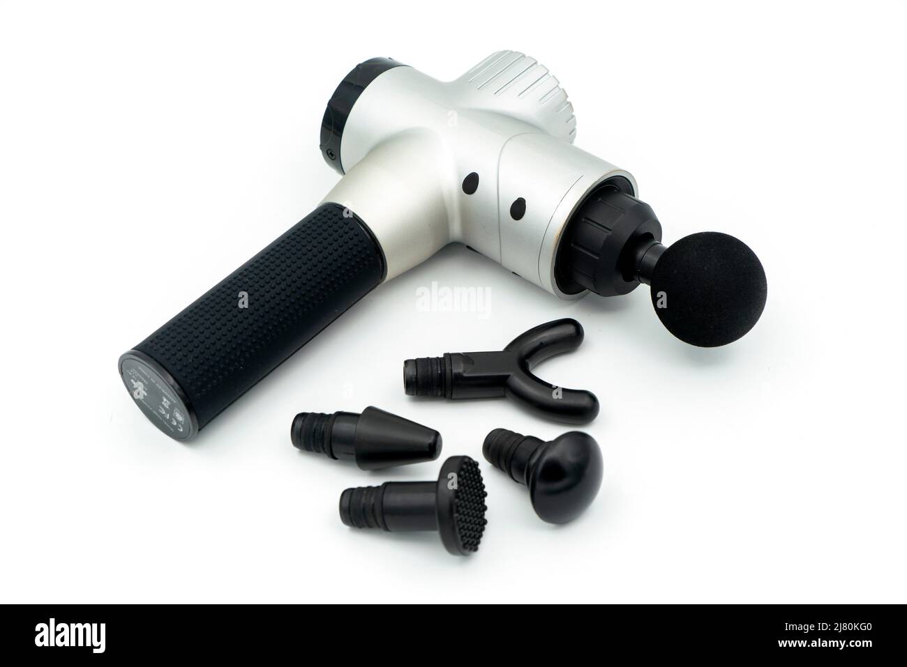 Pistolet de massage coupe rapprochée isolée sur fond blanc Banque D'Images