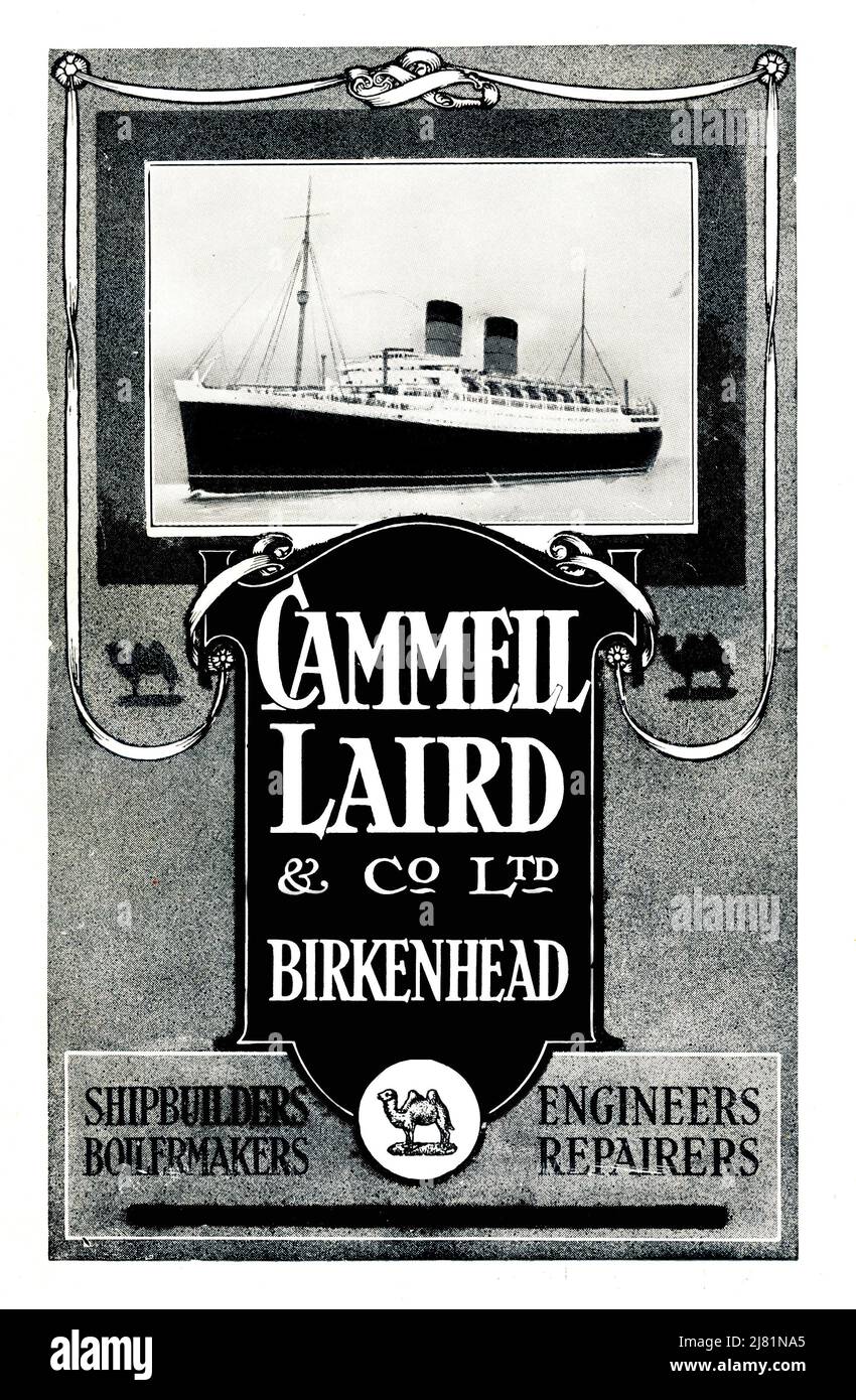 Une publicité vintage pour les constructeurs de navires Cammell Laird basés à Birkenhead, Royaume-Uni Banque D'Images
