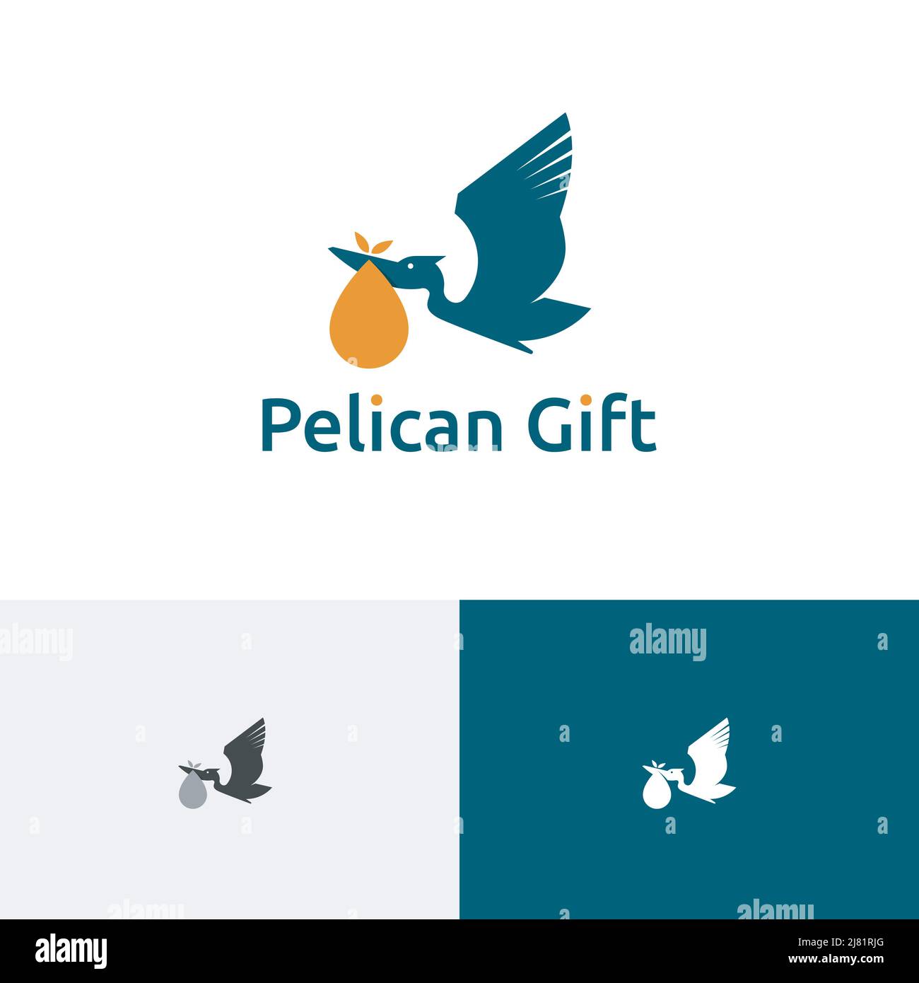 Pelican Bird Fly apporter cadeau présent livraison logo Illustration de Vecteur
