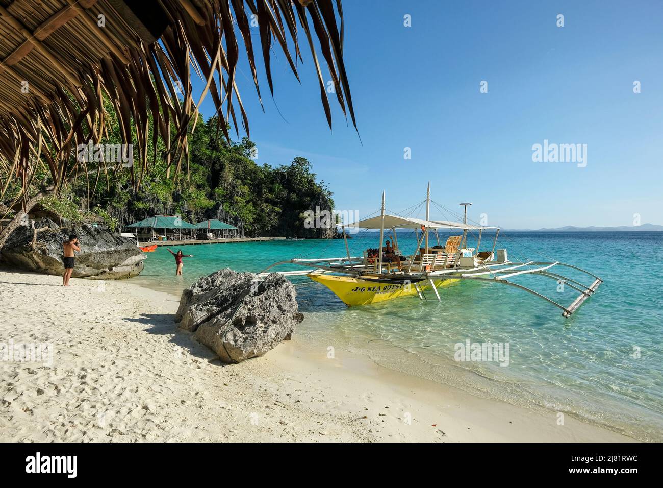 Coron, Philippines - 2022 mai : saut d'île à Coron le 9 mai 2022 à Palawan, Philippines. Banque D'Images