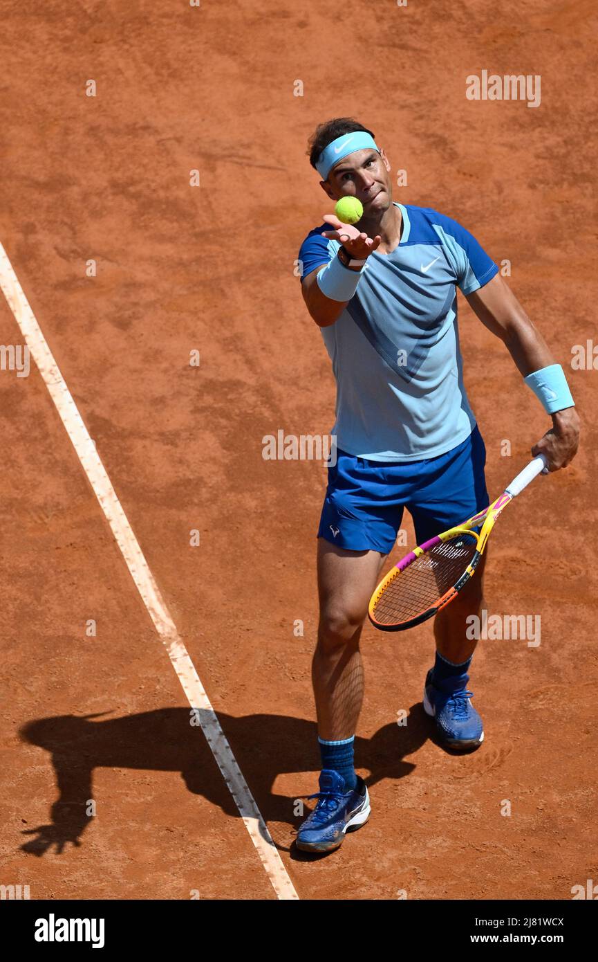 11 mai 2022, Rome, Italie: Rafael Nadal (ESP) lors du premier tour contre  John Inner (USA) du tournoi ATP Master 1000 Internazionali BNL d'Italia à  Foro Italico le 11 mai 2022. (Credit