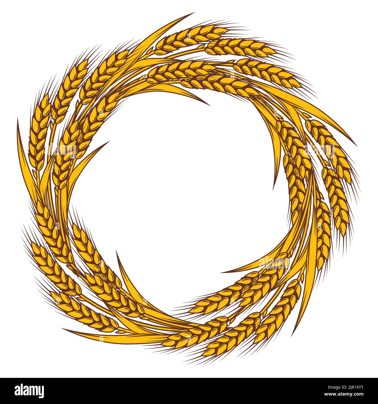 Châssis avec blé. Image agricole avec des oreilles dorées naturelles d'orge ou de seigle. Illustration de Vecteur