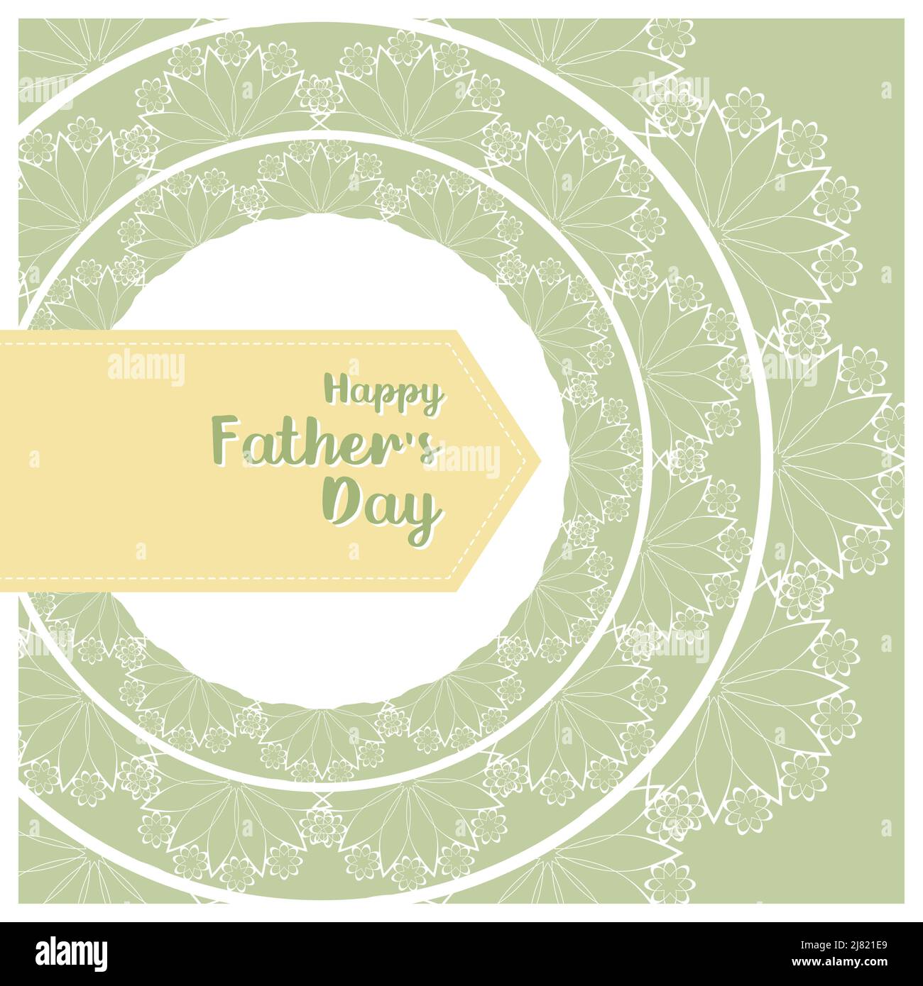 Carte verte de vœux des Pères heureux, avec étiquette en dentelle. Vintage, scrapbooking. Illustration vectorielle Illustration de Vecteur
