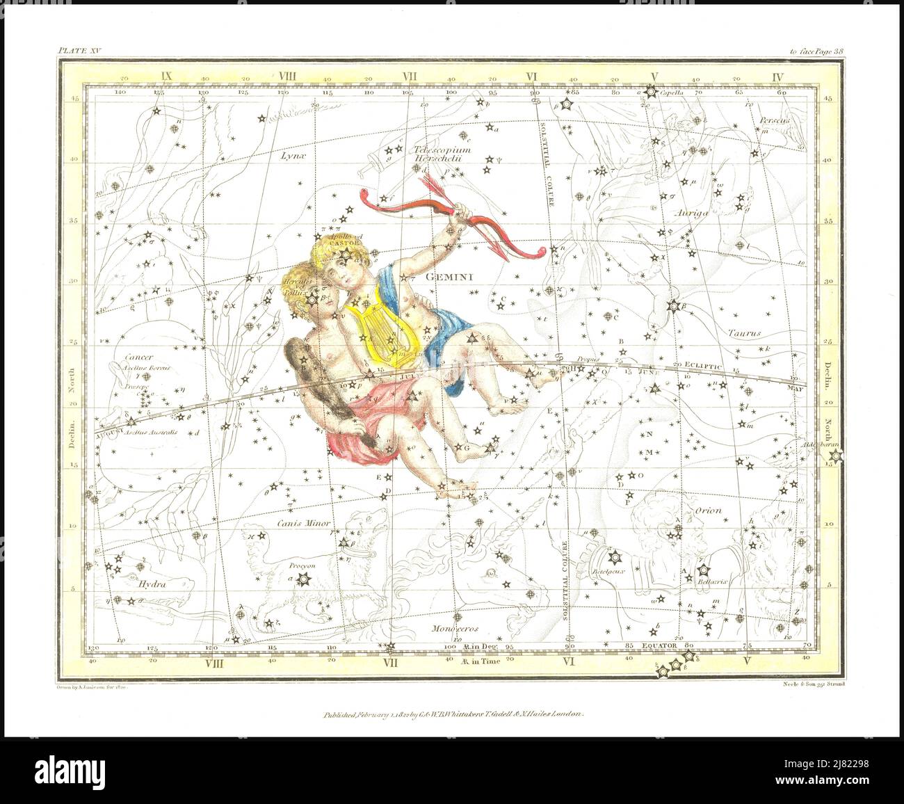 Alexander Jamieson - Gemini Twins - planche 15 d'Un atlas céleste comprenant une exposition systématique des cieux - 1822 Banque D'Images