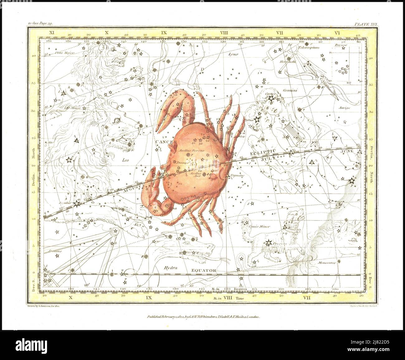 Alexander Jamieson - cancer le crabe - planche 11 d'Un atlas céleste comprenant une exposition systématique des cieux - 1822 Banque D'Images