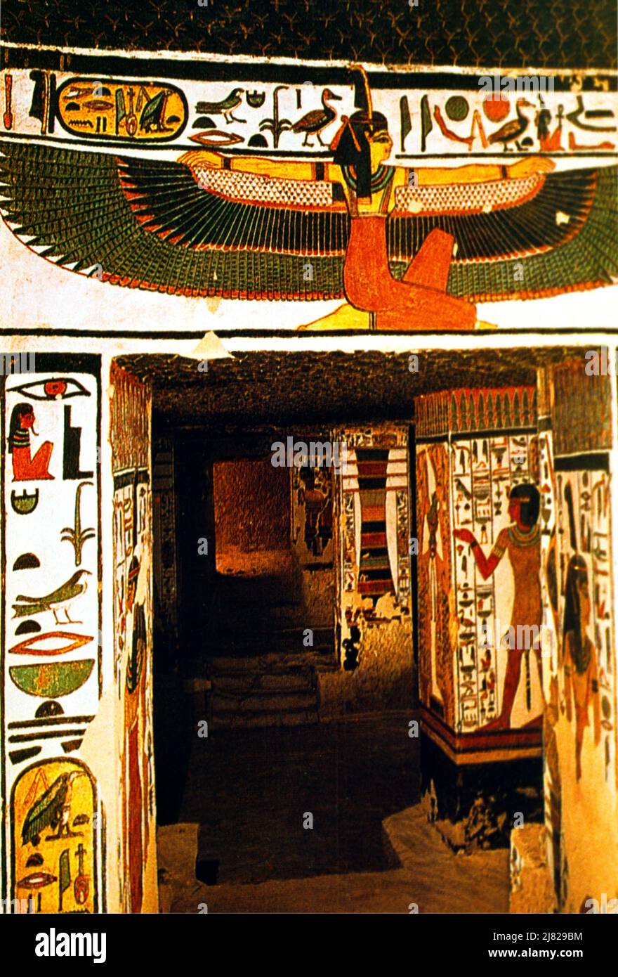 Luxor Egypte Peinture de Maat Dame de la vérité et de l'ordre dans la tombe de Nefertari Banque D'Images