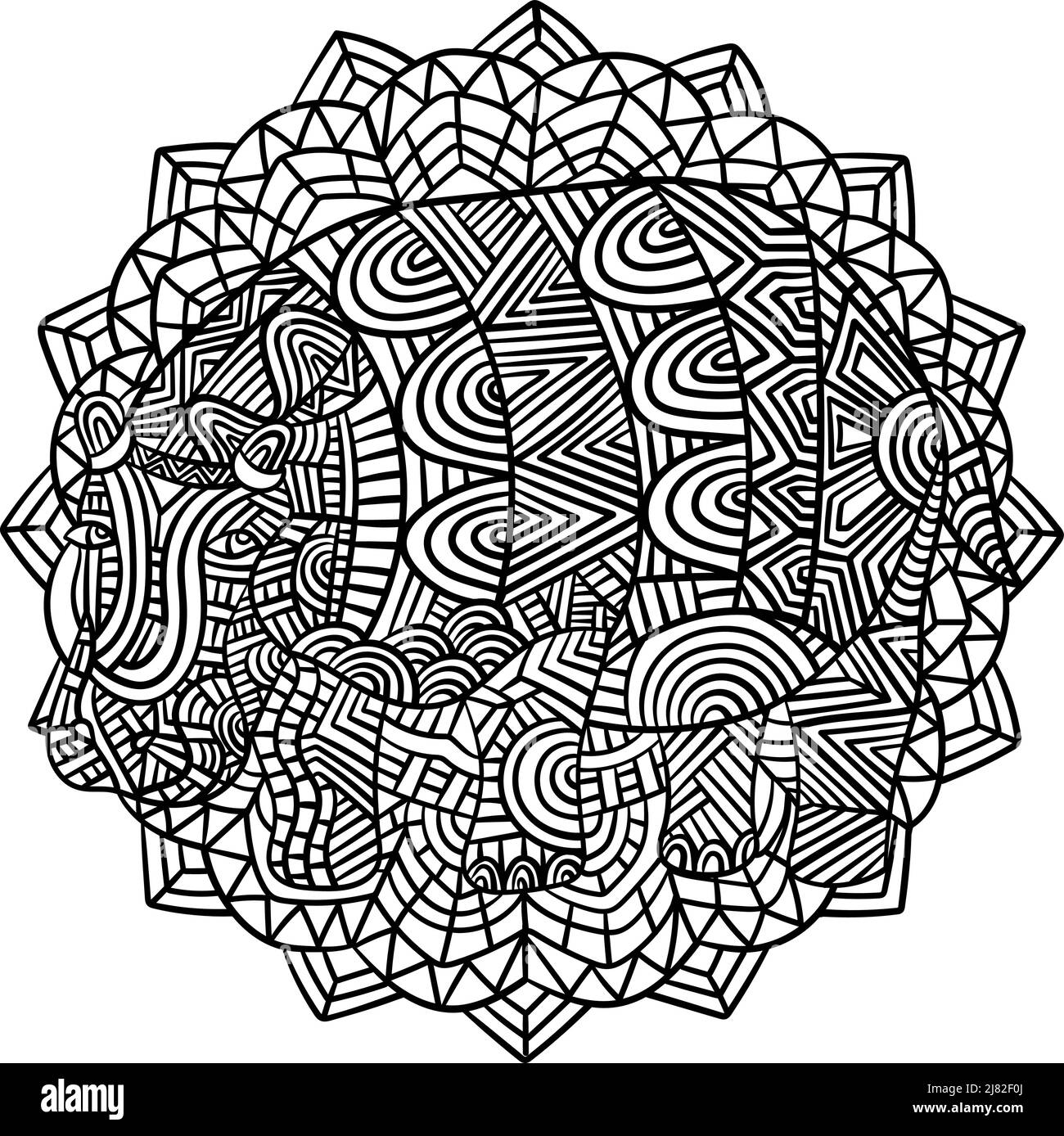 Hippopotame Mandala coloriage pages pour adultes Illustration de Vecteur