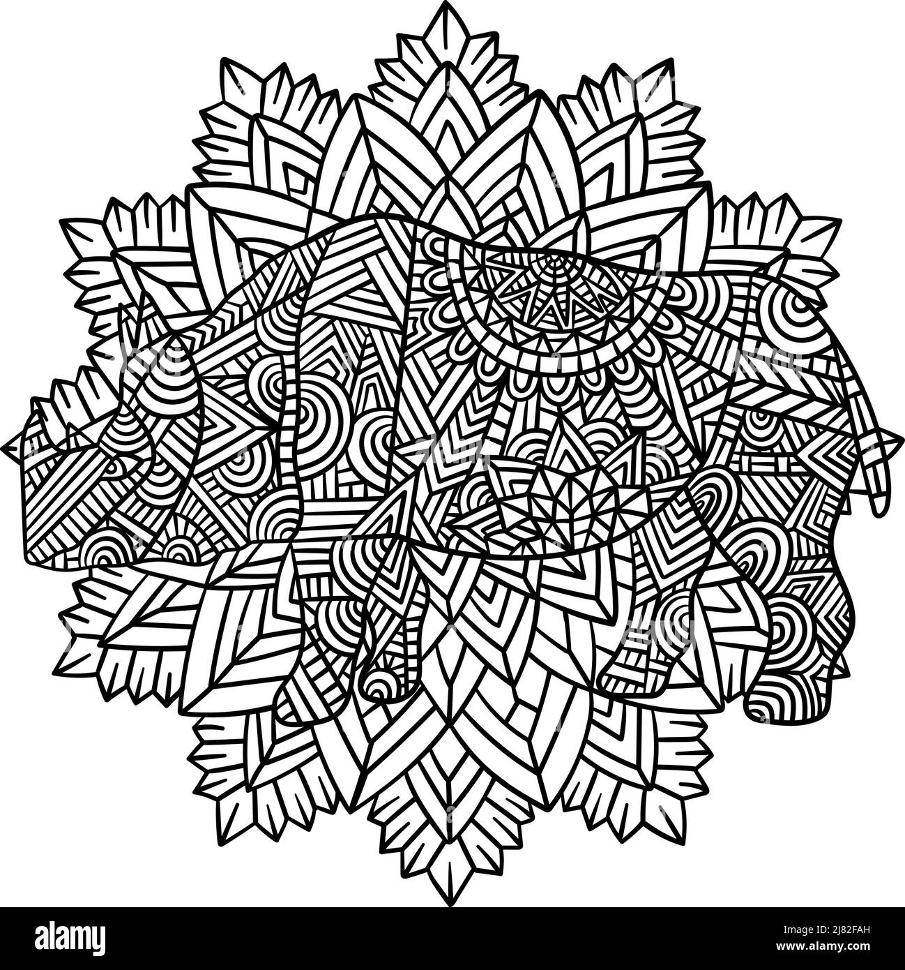 Rhinoceros Mandala coloriage pages pour adultes Illustration de Vecteur