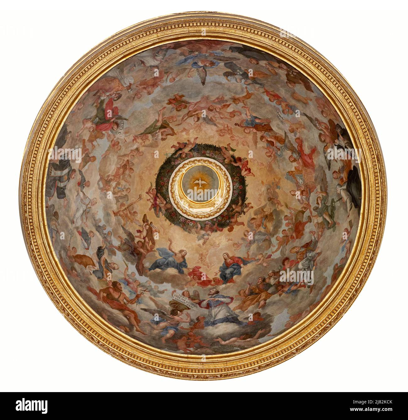 Allegorie - affresco della cupola - Annibale Mazzuoli - 1697 - Siena, Italia, chiesa di San Martino Banque D'Images