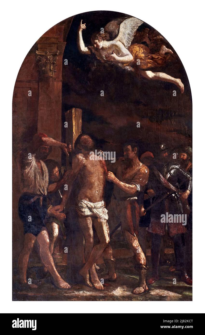 Martirio di San Bartolomeo - olio su tela - Giovanni Francesco Barbieri detto il Guercino - 1636 - Siena, Italia, chiesa di San Martino Banque D'Images