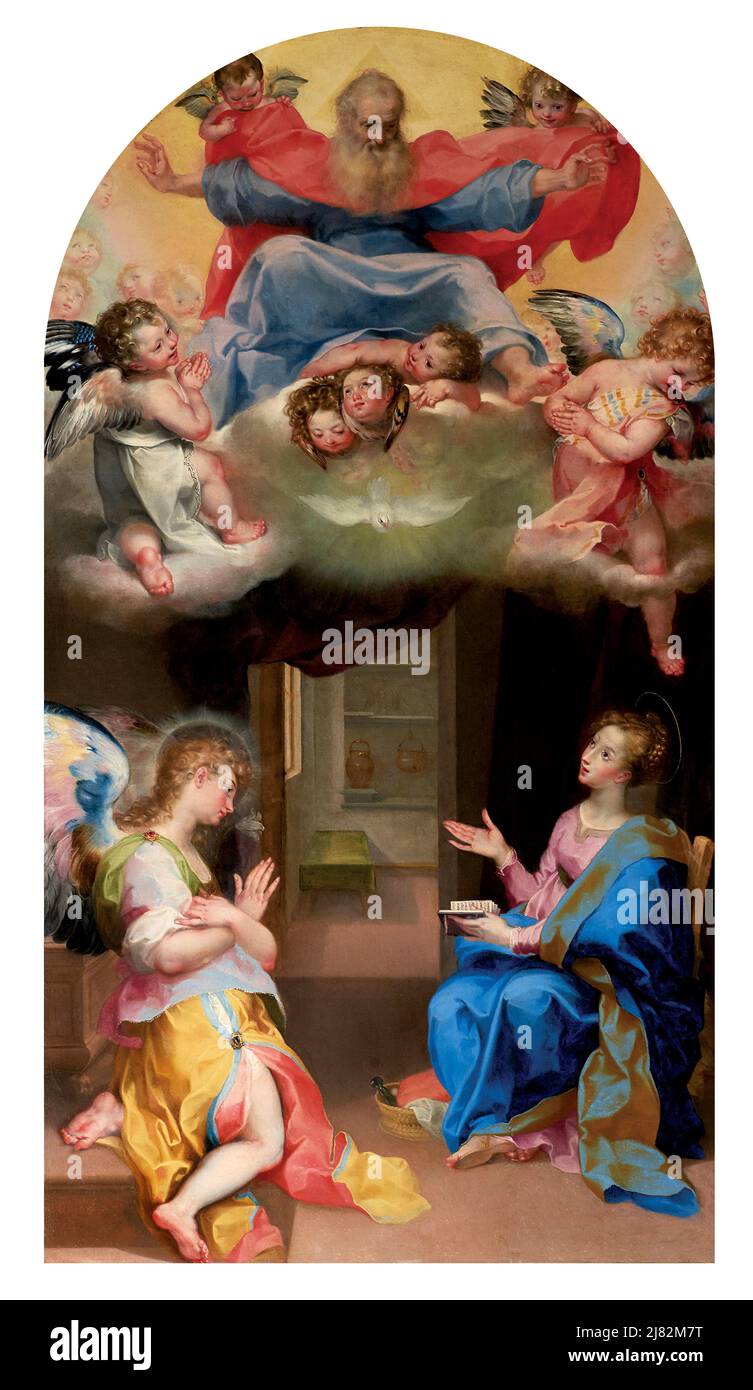 Annunciazione - olio su tela - Francesco Vanni - 1589 - Siena, Italia, chiesa di San Clemente in S. Maria dei Servi Banque D'Images