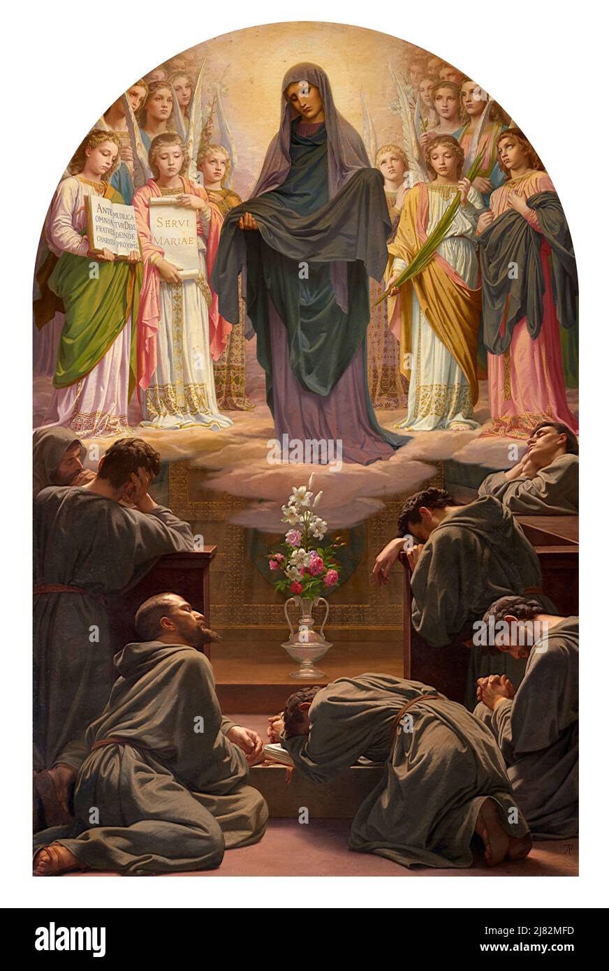 Apparizione della Madonna ai Santi fondatori dell’Ordine dei Servi di Maria - olio su tela - Alessandro Franchi - 1888 - Siena, Italia, chi Banque D'Images