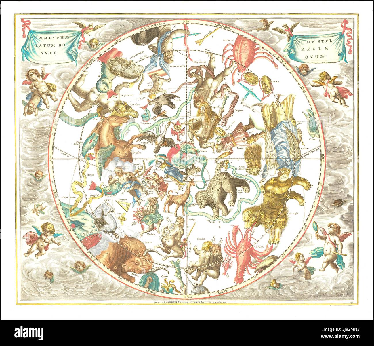 Andreas Cellarius - carte céleste - Haemisphaerium Stellatum Boreale Antiquum - 1660 Banque D'Images