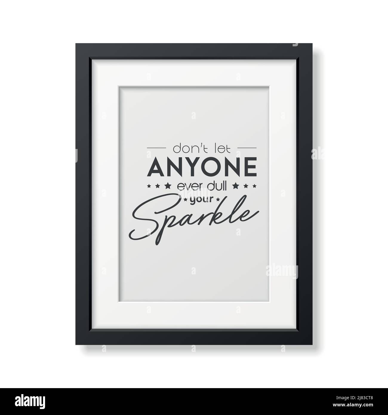 Ne laissez jamais quelqu'un ternir votre éclat. Citation typographique vectorielle, cadre noir moderne isolé. Pierres précieuses, diamant, étincelant, concept de joaillerie Illustration de Vecteur