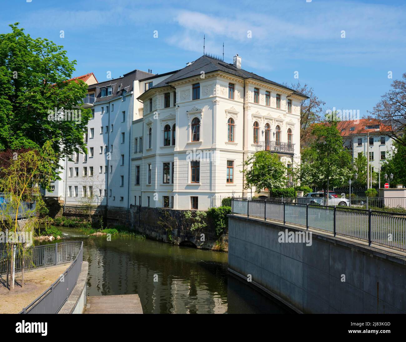 Villa Classicisme tardif, architecte Julius Steib, Waldstrassenviertel, Leipzig, Saxe, Allemagne Banque D'Images